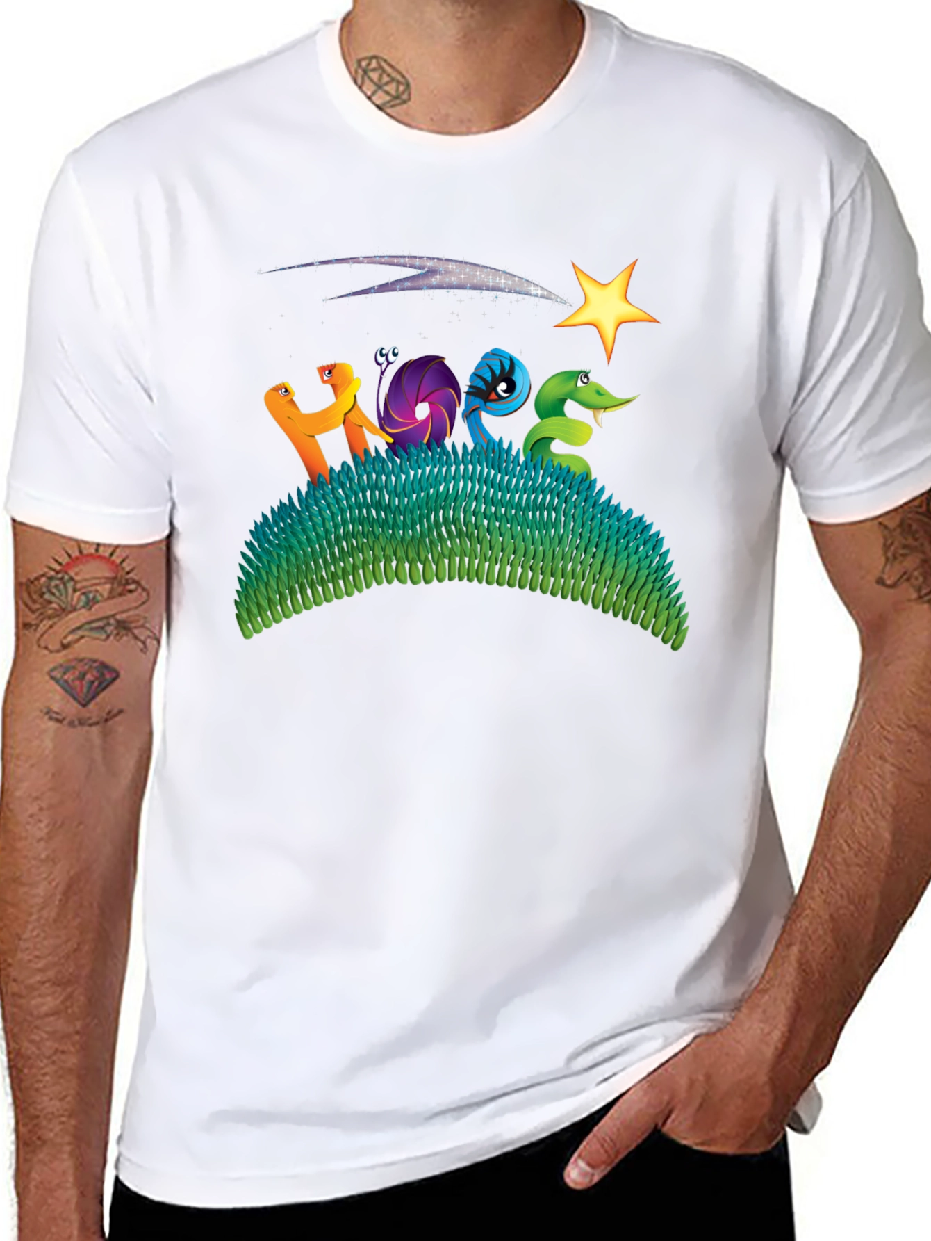 Starry Night Worms Black Graphic Tee