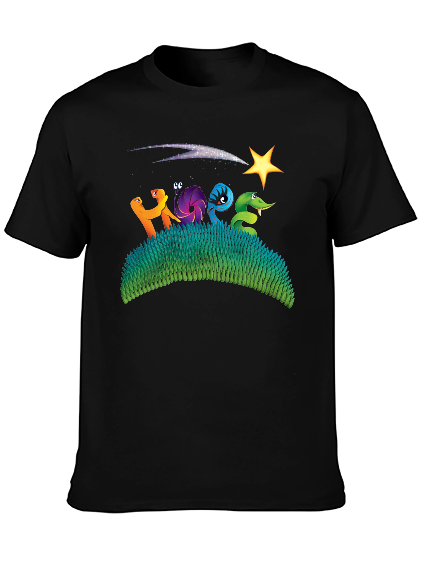 Starry Night Worms Black Graphic Tee