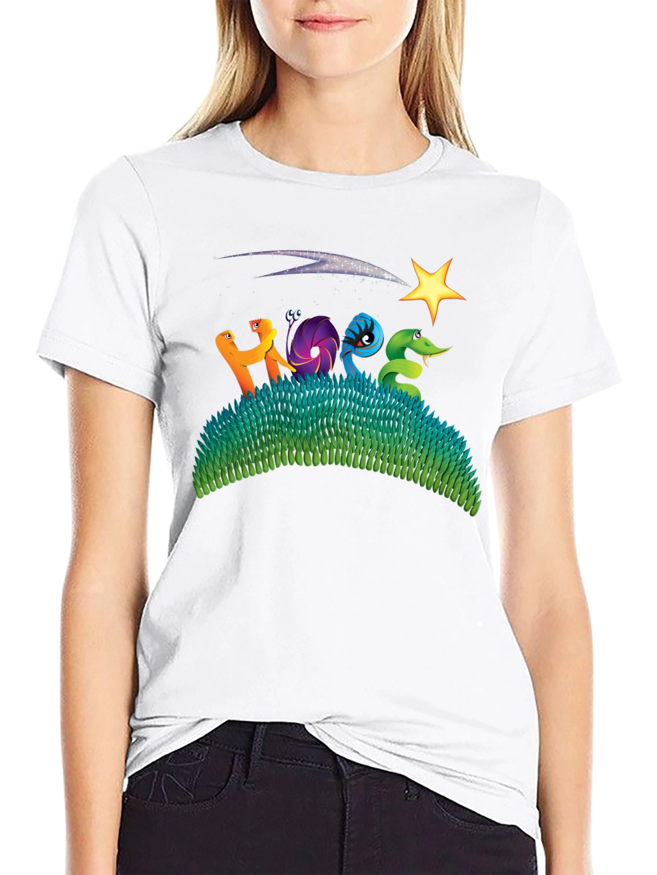 Starry Night Worms Black Graphic Tee