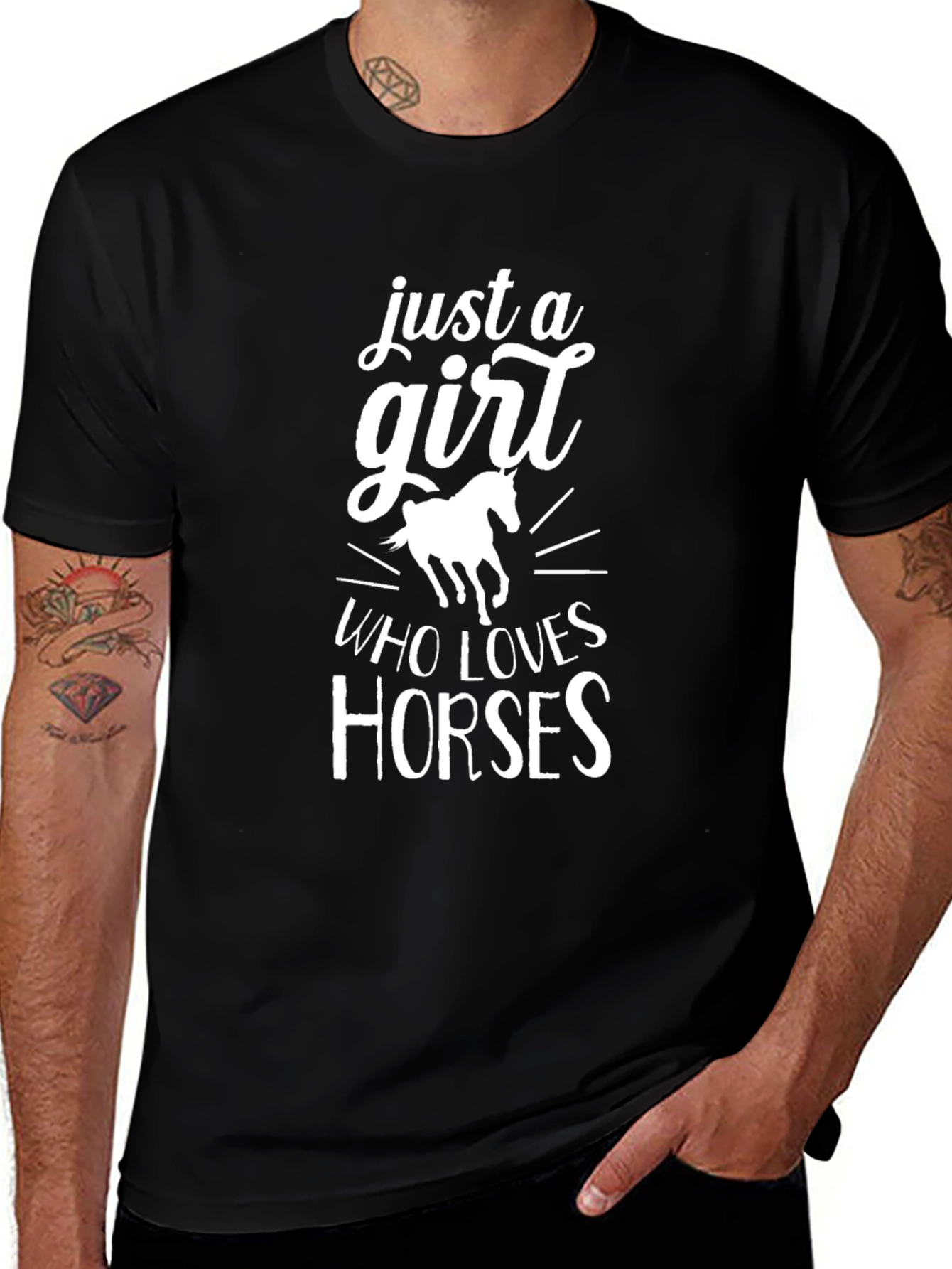 Just A Girl Who Loves Horses Black T-Shirt