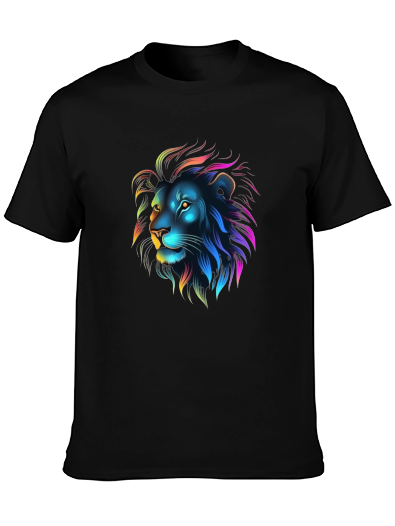 Neon Lion Graphic Black T-Shirt