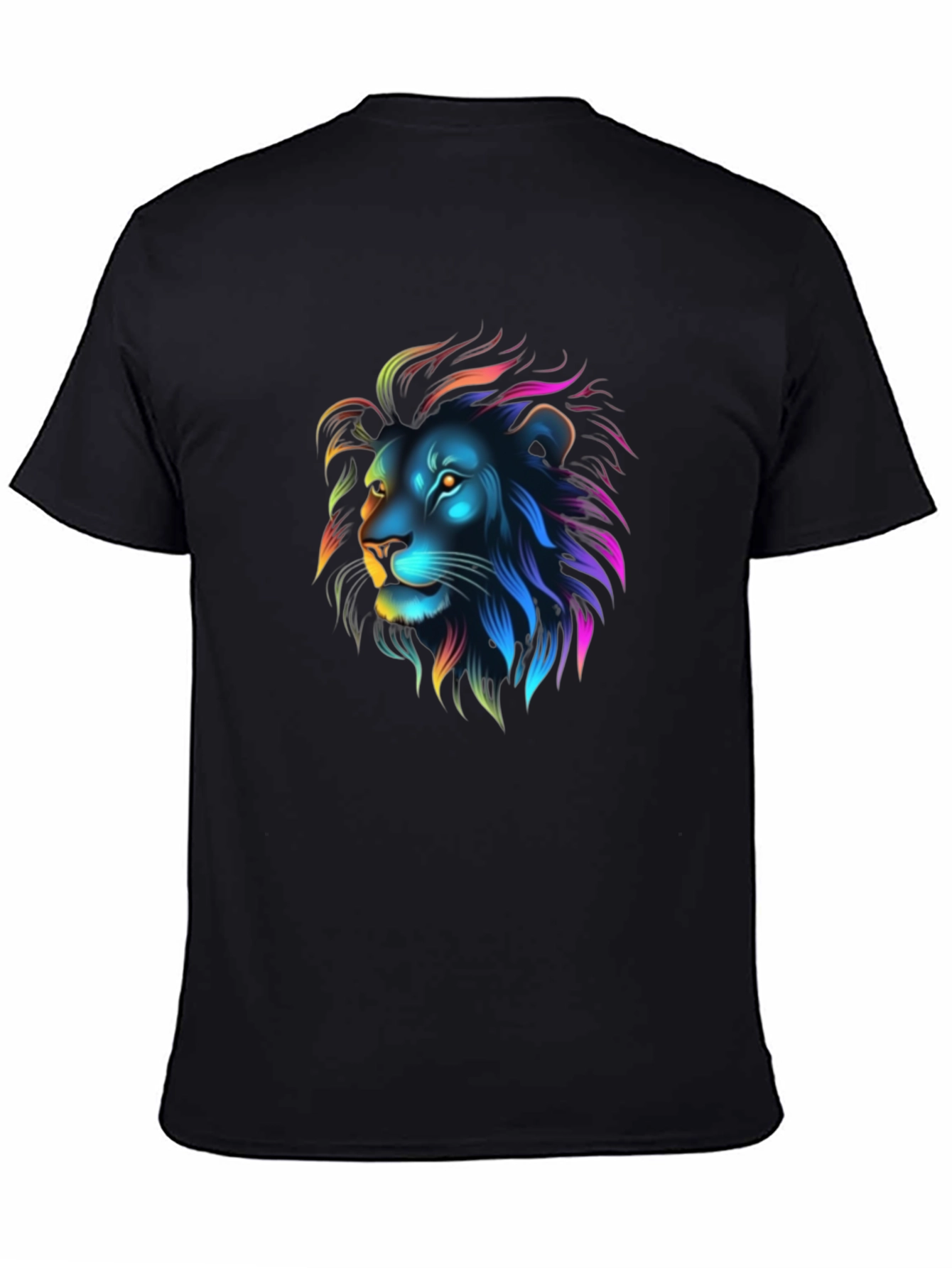 Neon Lion Graphic Black T-Shirt