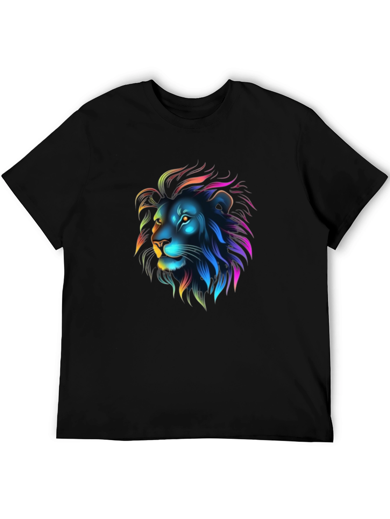 Neon Lion Graphic Black T-Shirt