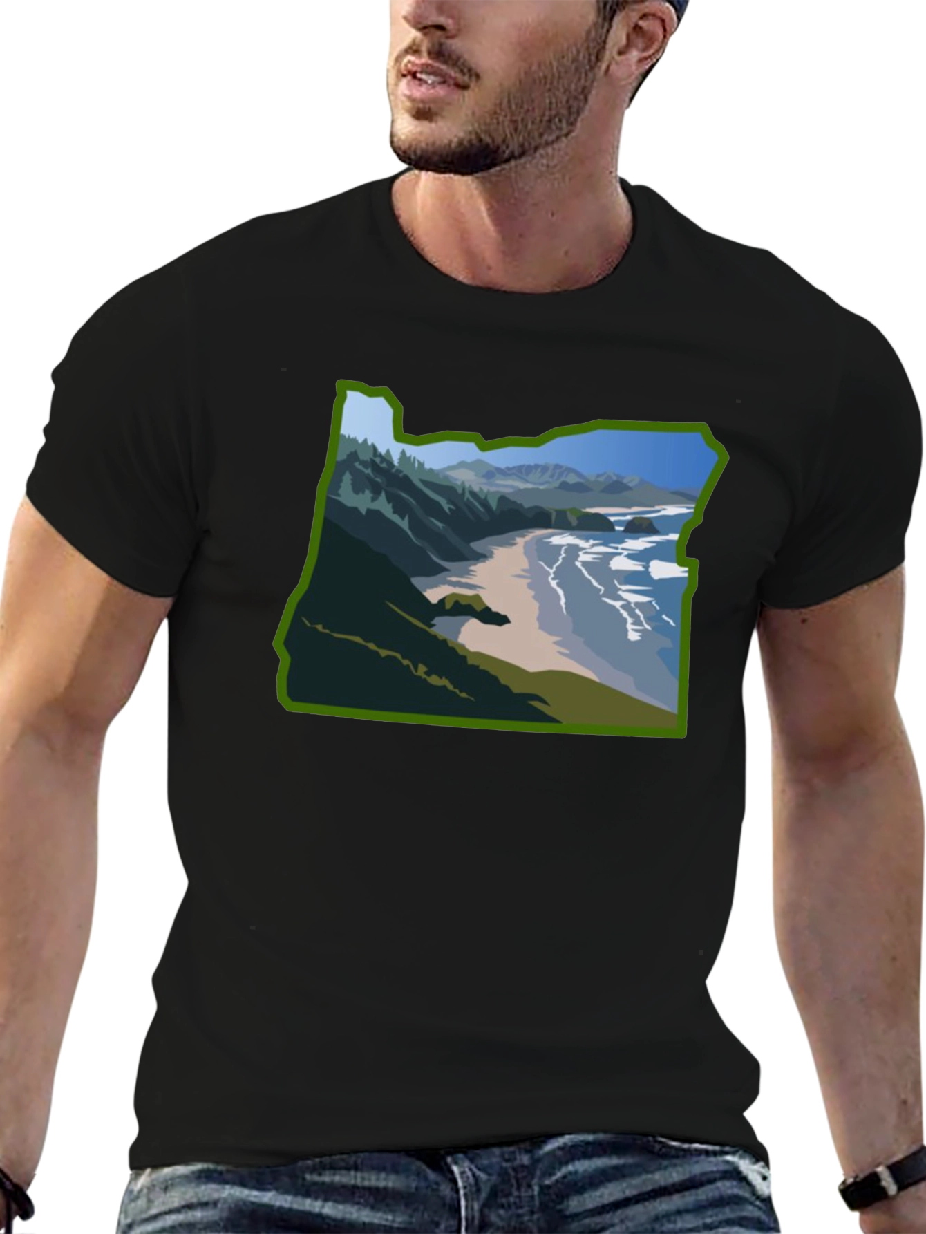 Oregon Coast Graphic Tee - Black