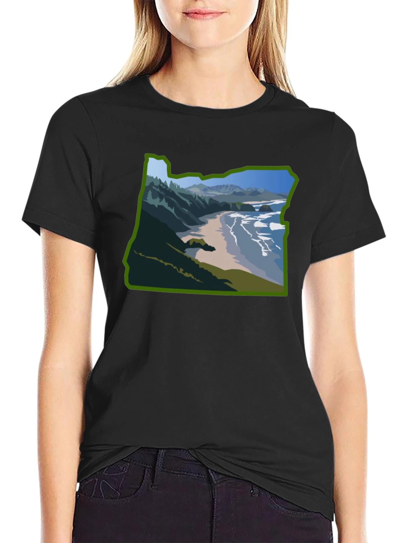 Oregon Coast Graphic Tee - Black