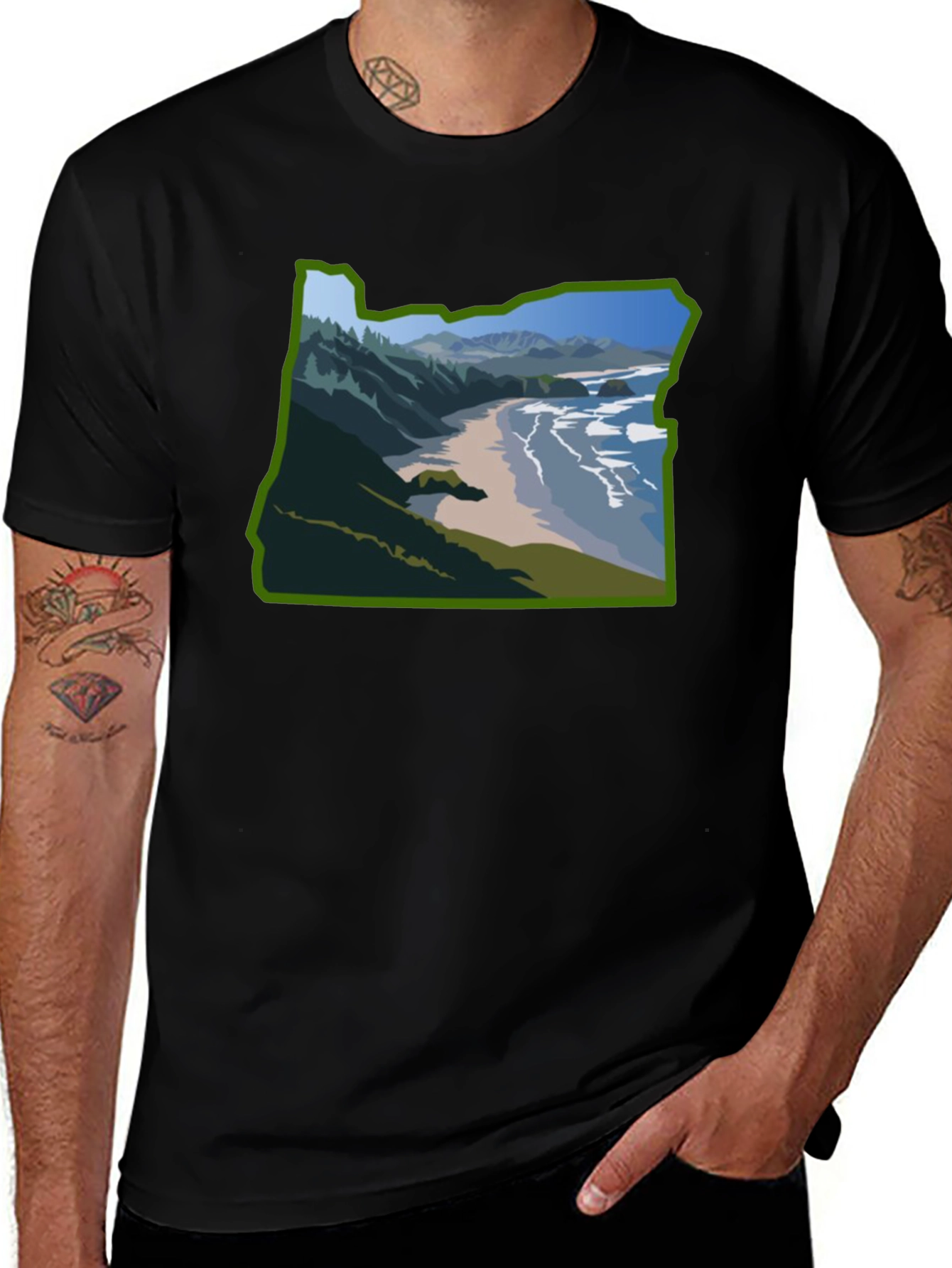 Oregon Coast Graphic Tee - Black