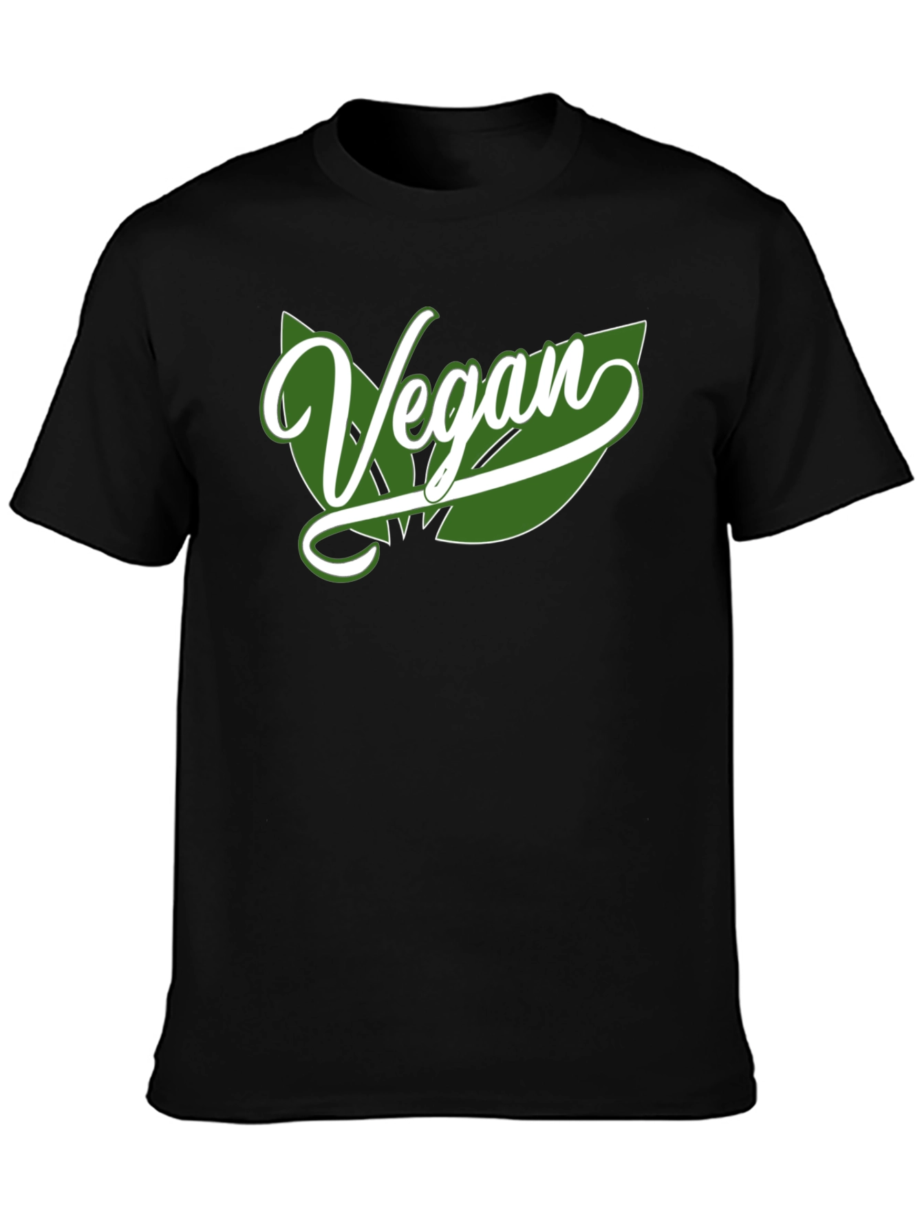 Vegan Leaf Graphic Tee - Black Cotton Blend Shirt
