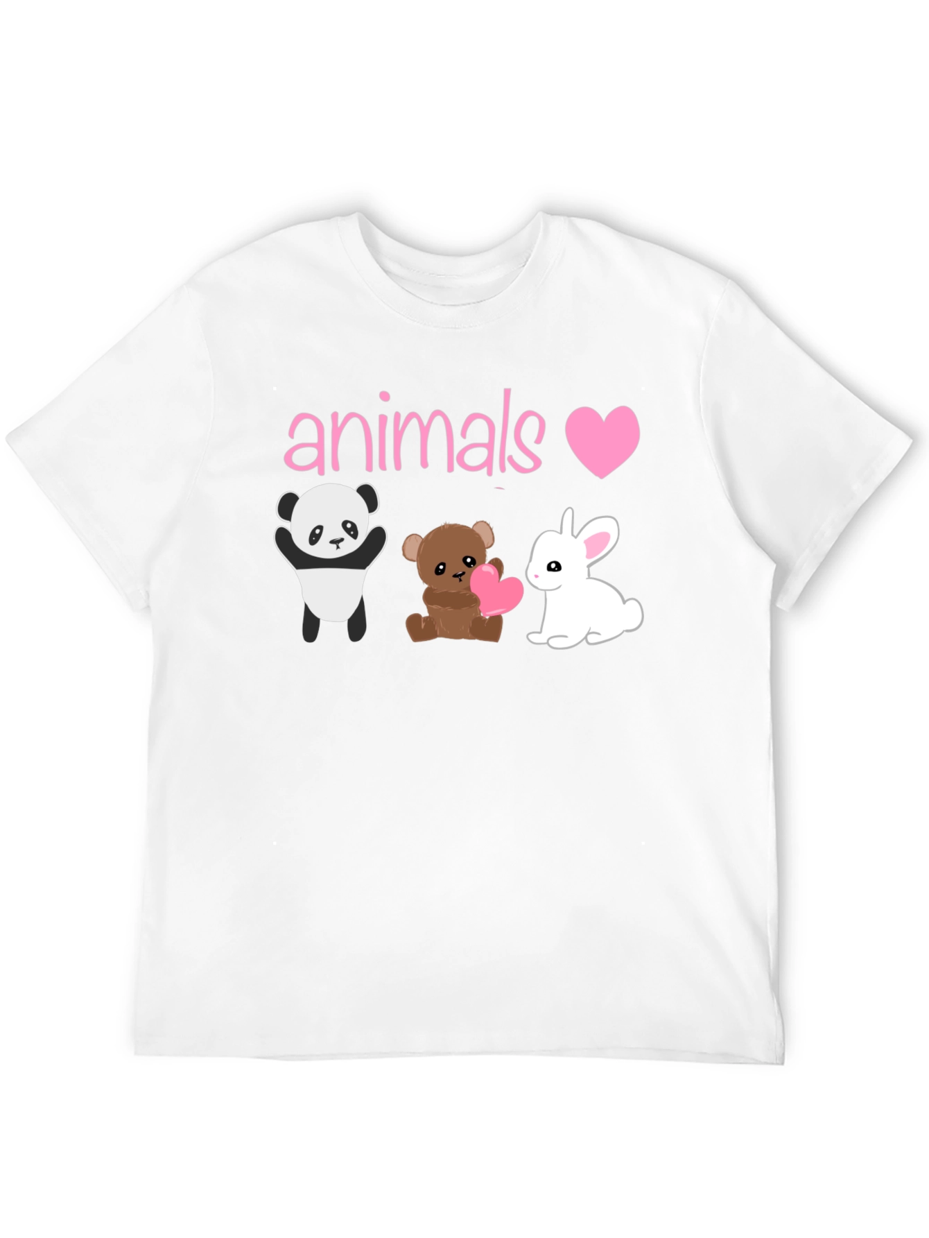 Animals Love T-Shirt: Panda Bear & Bunny Graphic Tee