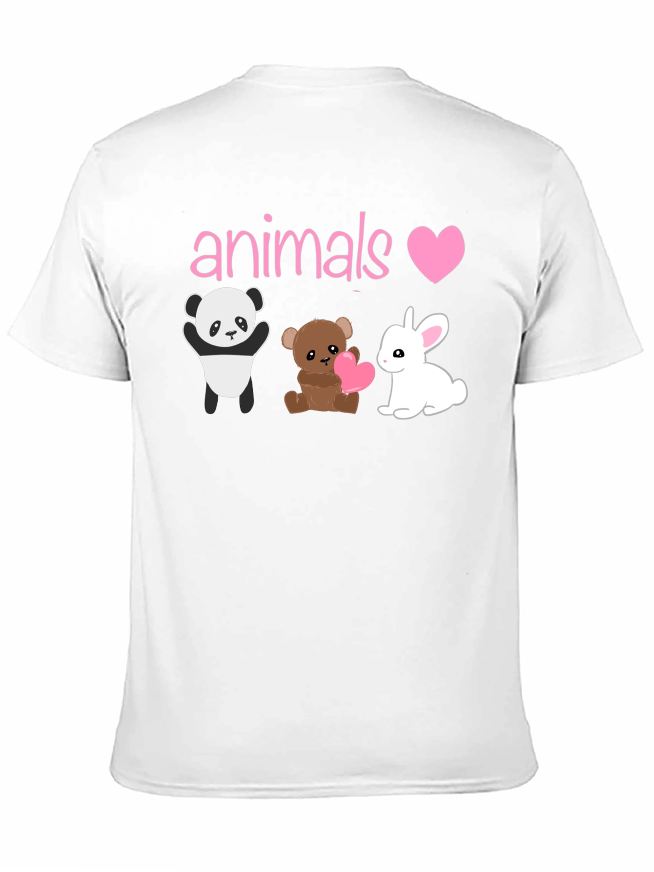 Animals Love T-Shirt: Panda Bear & Bunny Graphic Tee