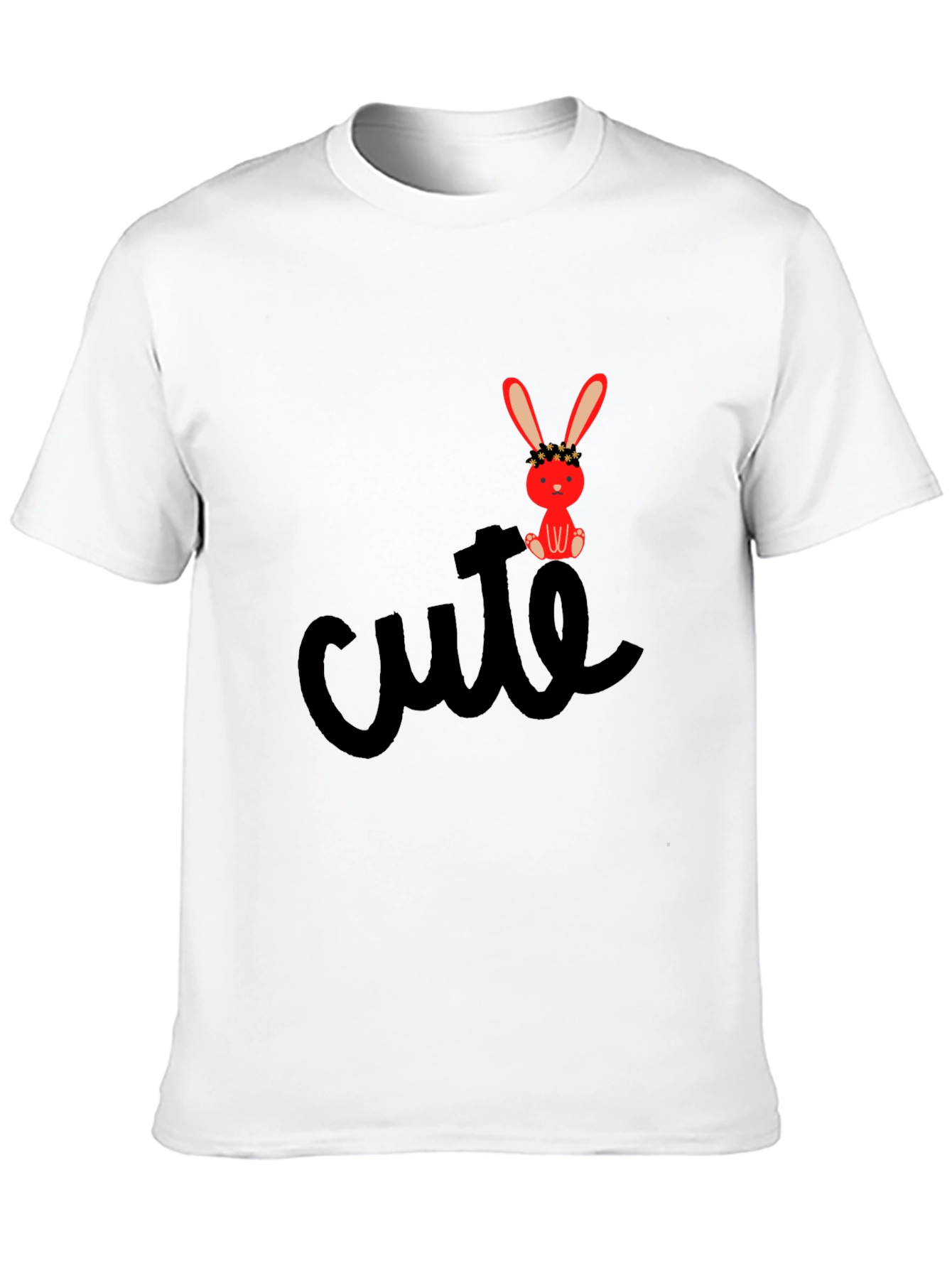 Cute Bunny Graphic Tee - Black Casual T-Shirt