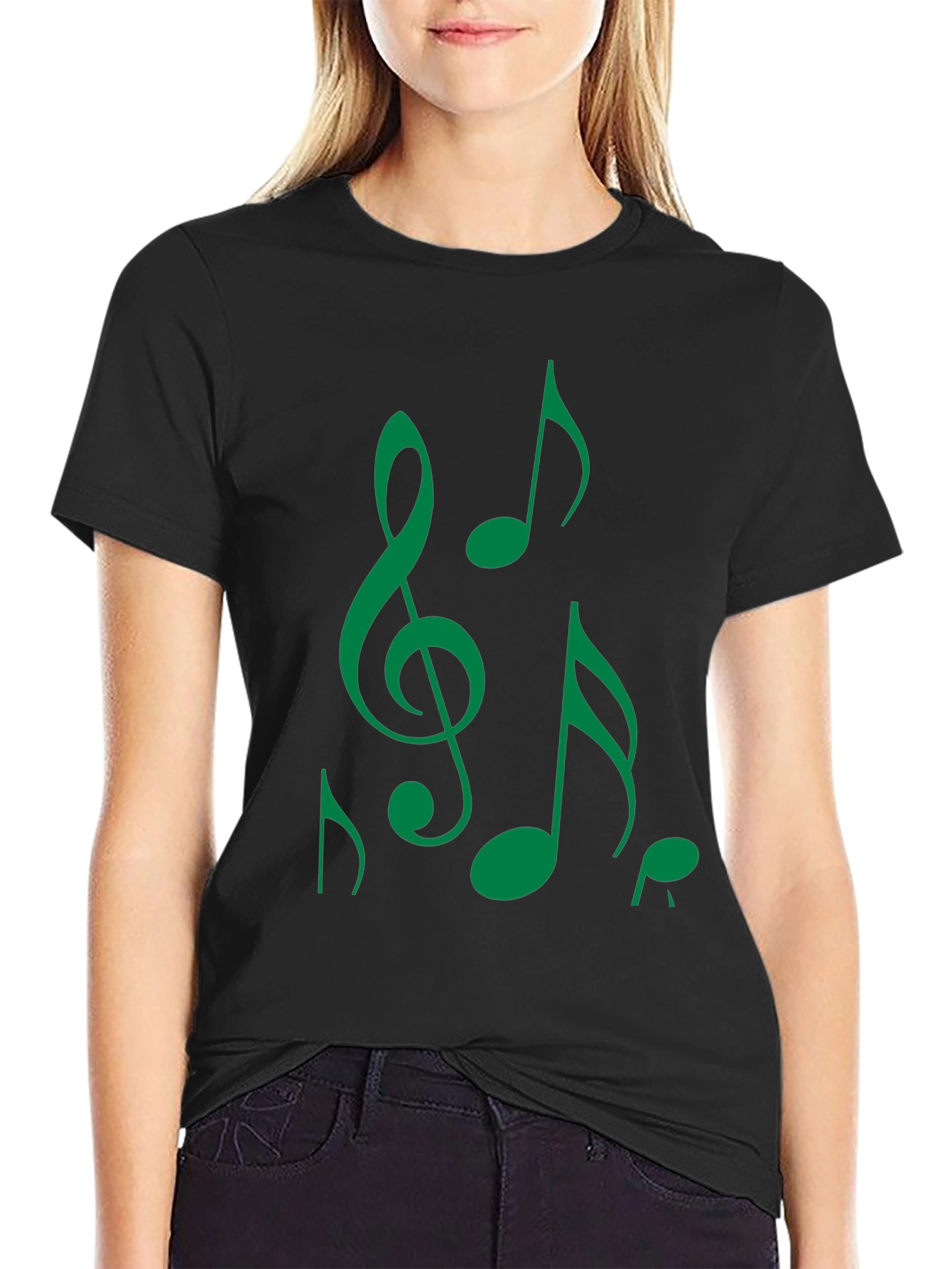 Music Notes Black T-Shirt
