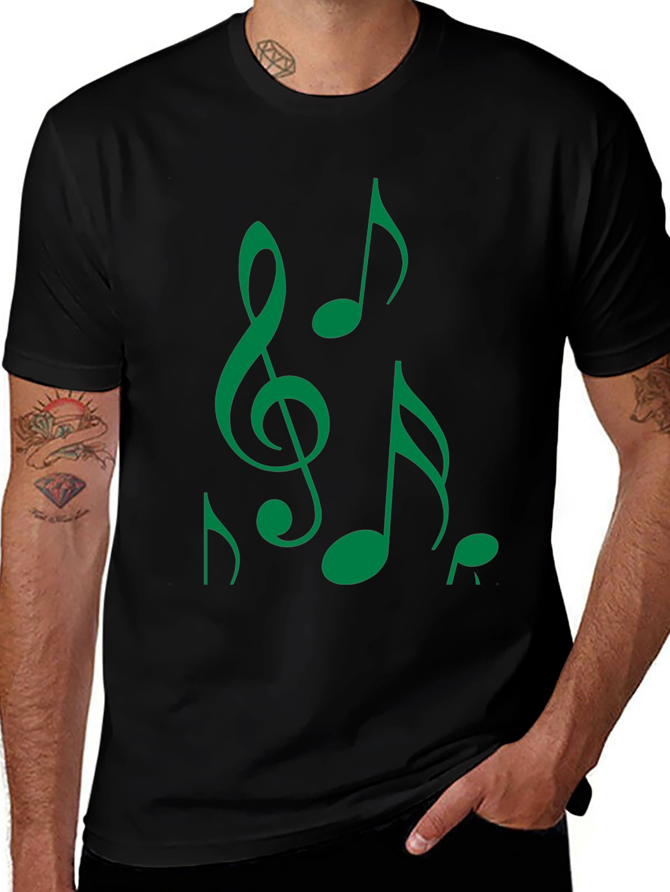 Music Notes Black T-Shirt