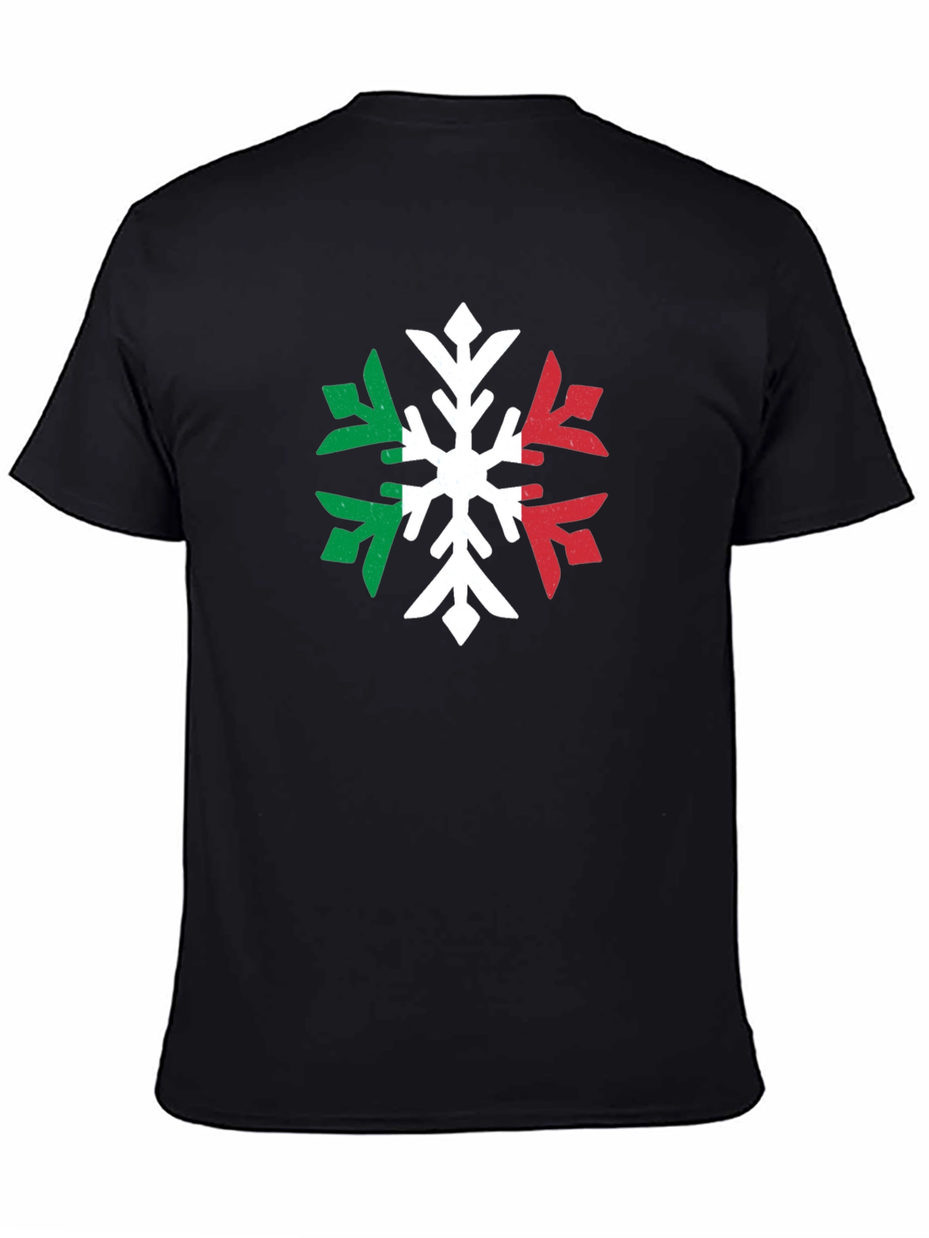 Italian Flag Snowflake Graphic Tee - Black T-Shirt