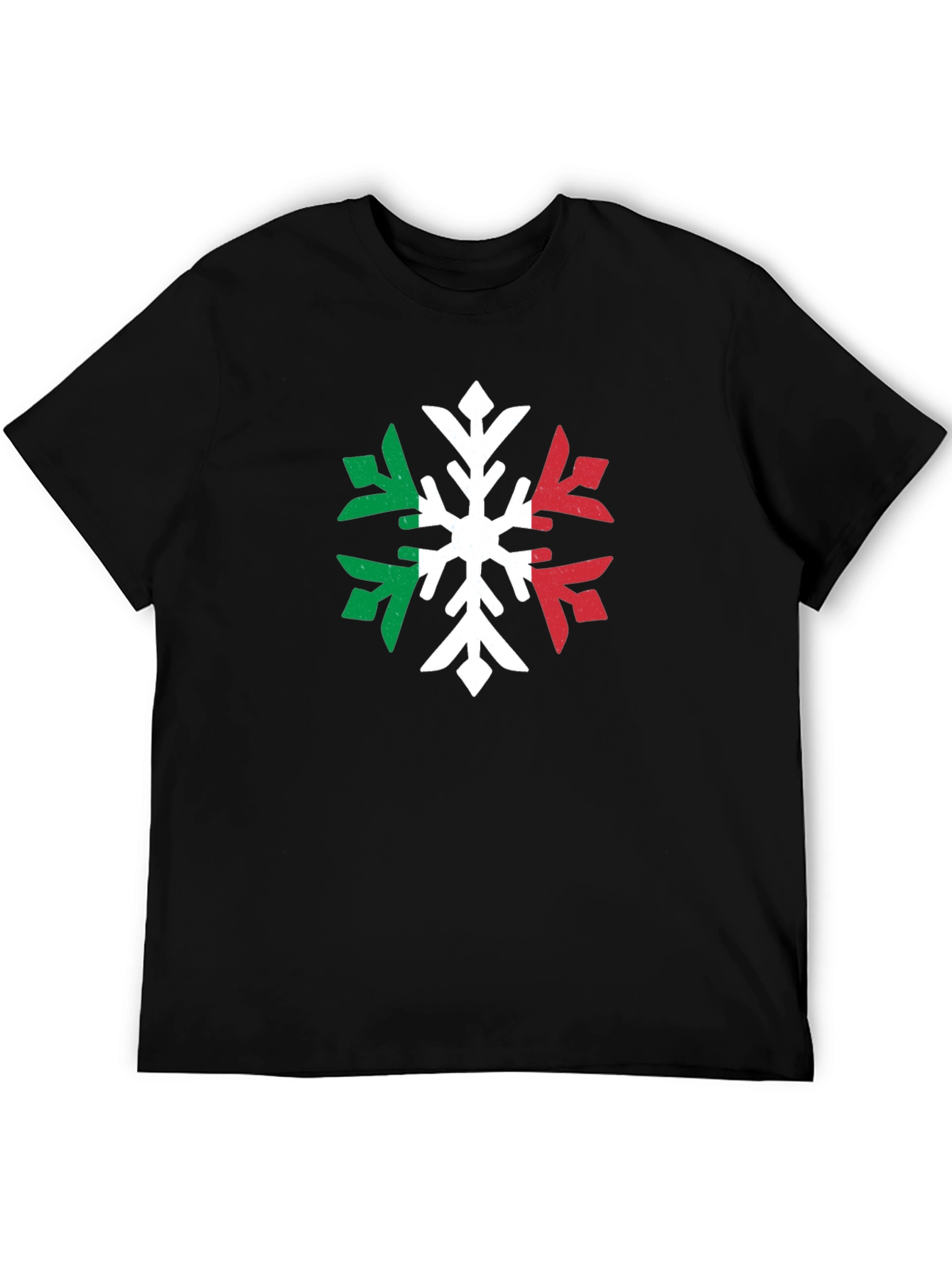 Italian Flag Snowflake Graphic Tee - Black T-Shirt