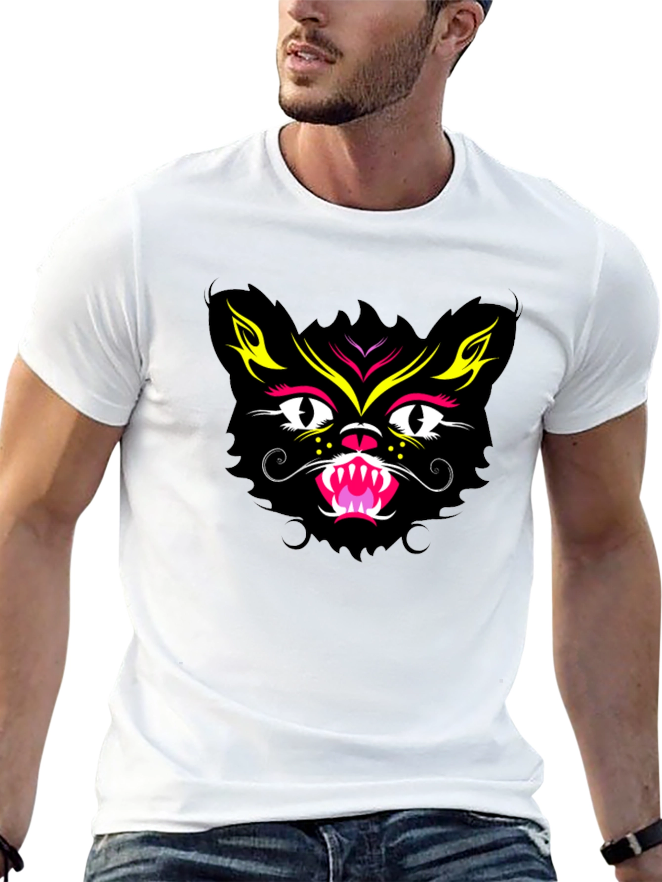 Black Cat Face Graphic Tee
