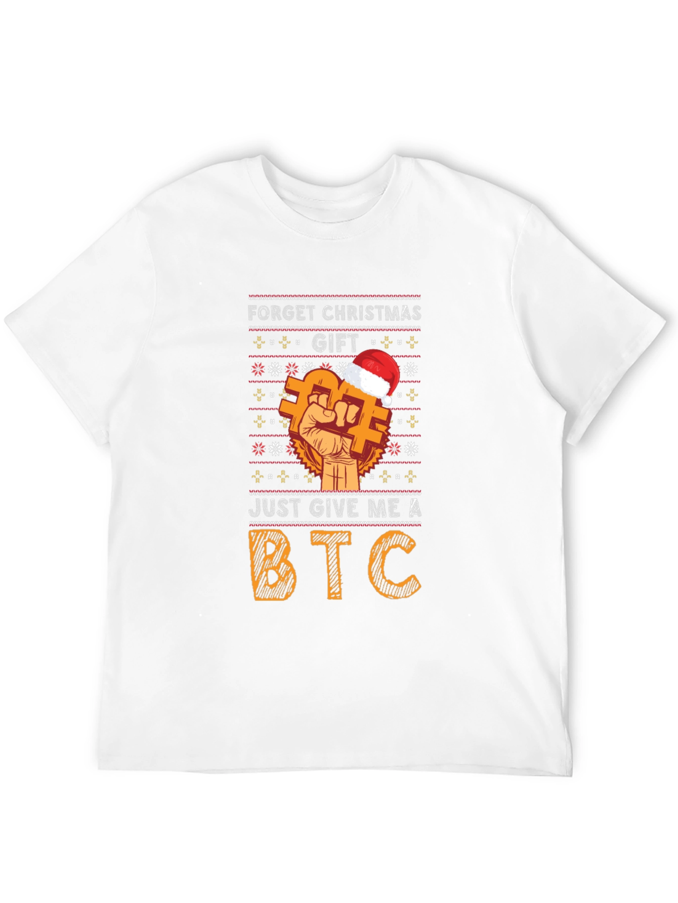 Bitcoin Ugly Christmas Sweater Style Graphic T-Shirt