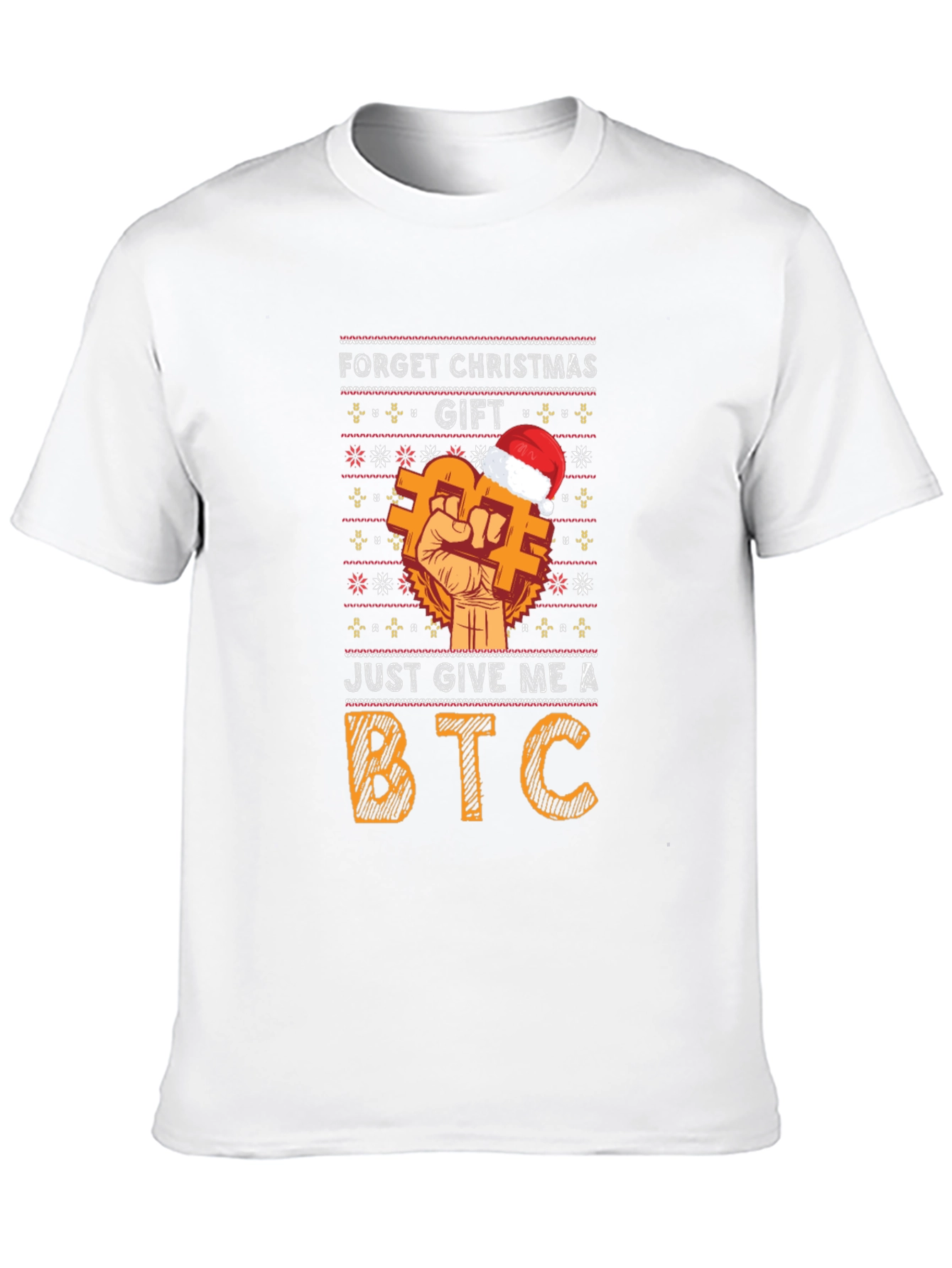 Bitcoin Ugly Christmas Sweater Style Graphic T-Shirt