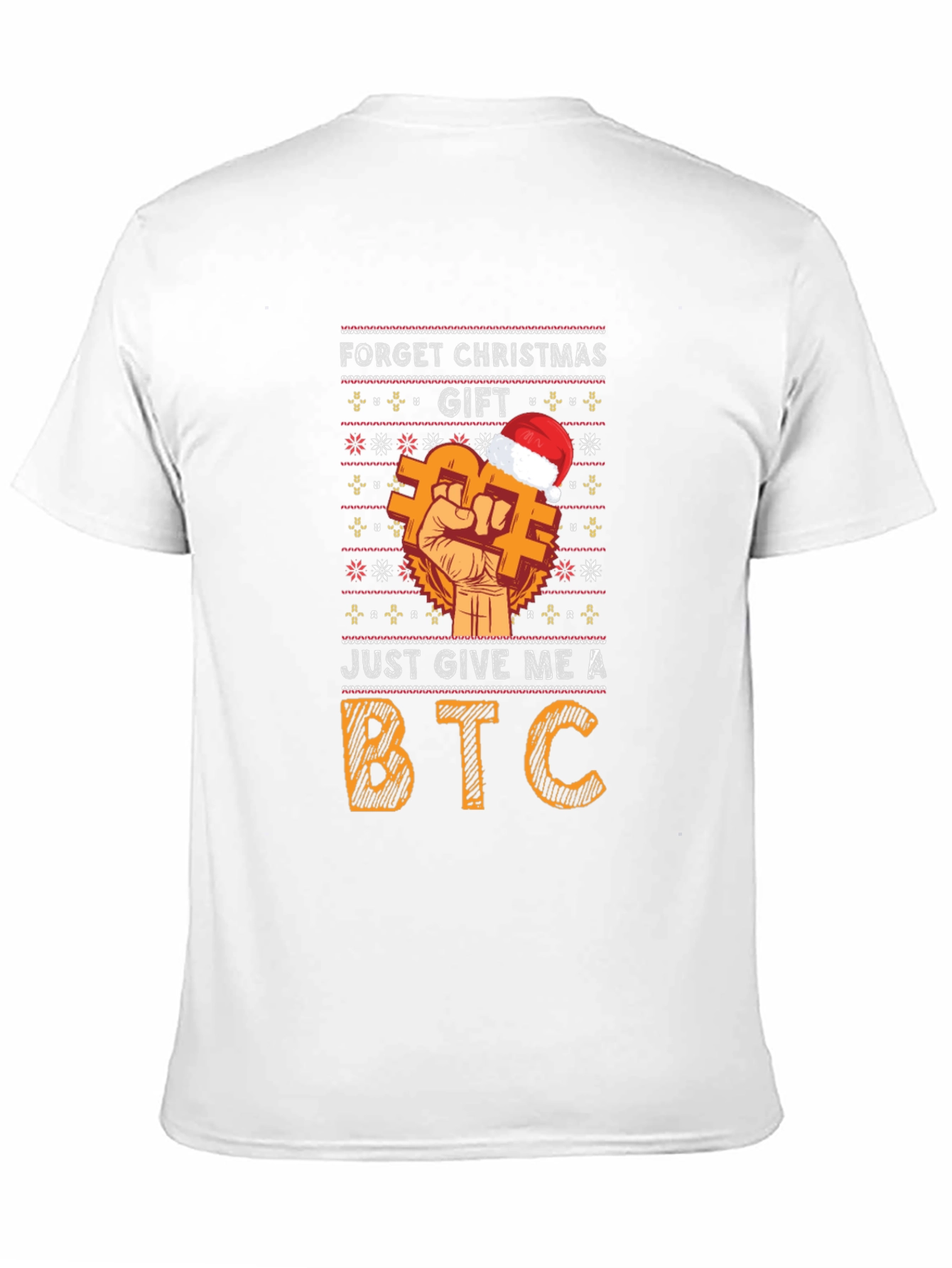 Bitcoin Ugly Christmas Sweater Style Graphic T-Shirt