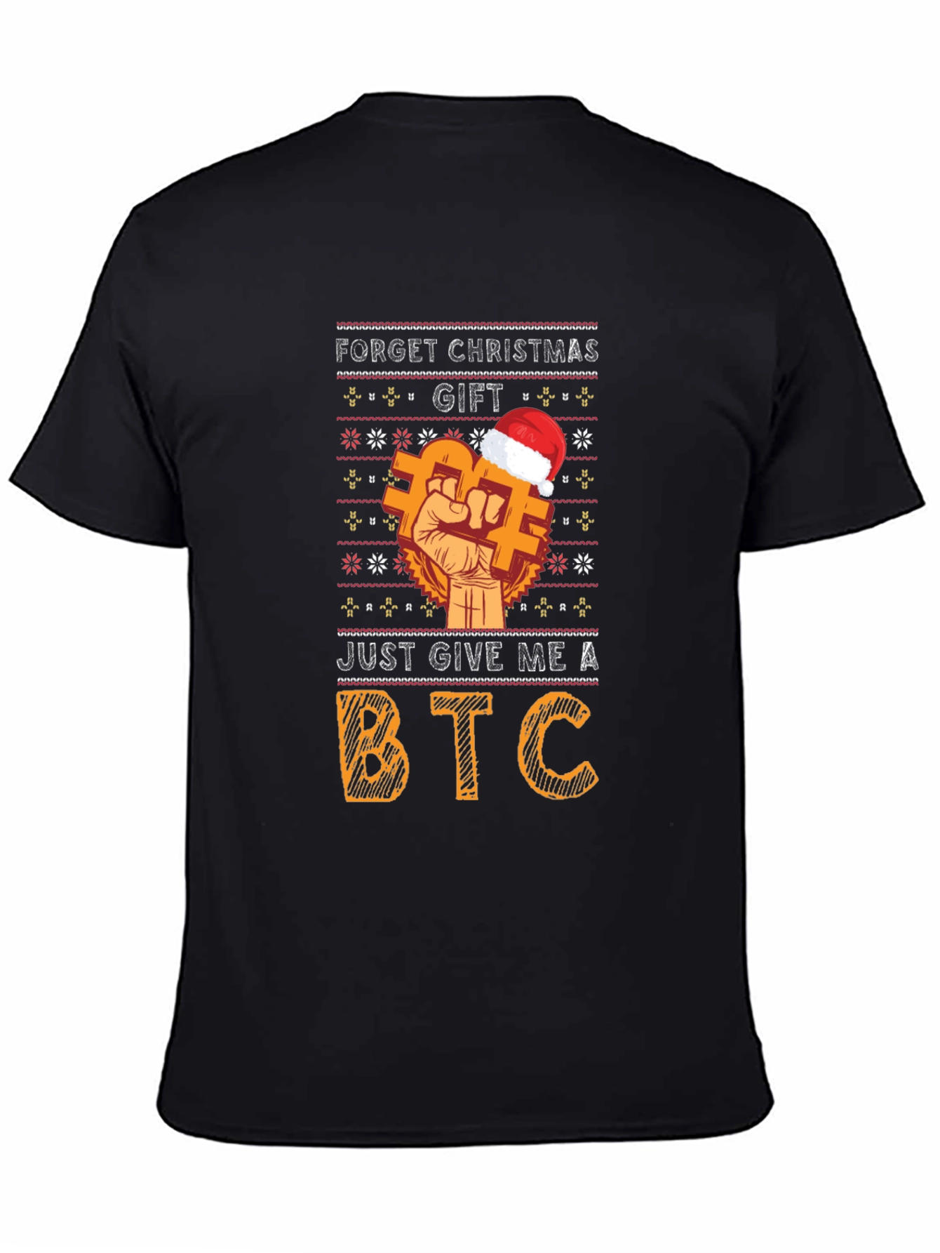 Bitcoin Ugly Christmas Sweater Style Graphic T-Shirt