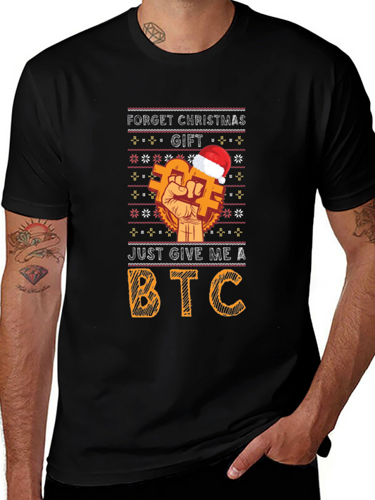 Bitcoin Ugly Christmas Sweater Style Graphic T-Shirt