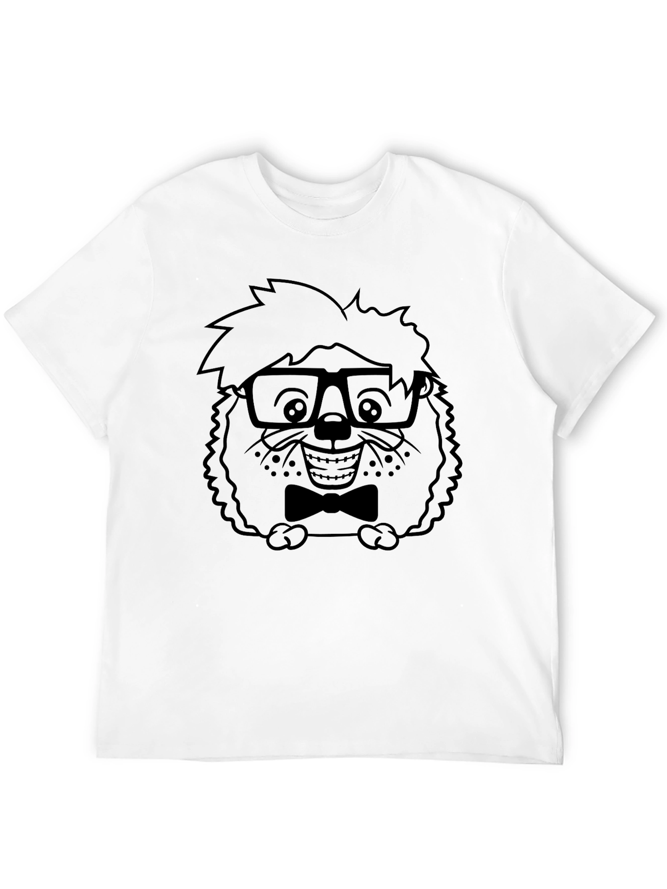 Nerdy Hedgehog Graphic Black T-Shirt