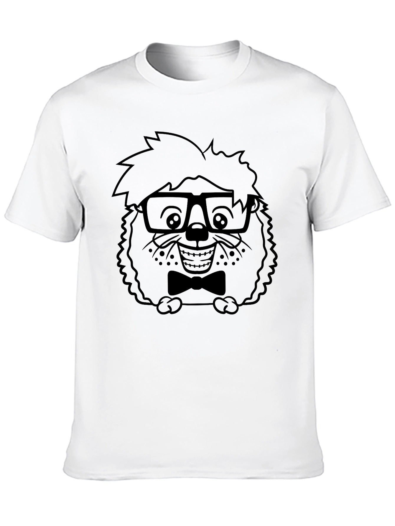 Nerdy Hedgehog Graphic Black T-Shirt