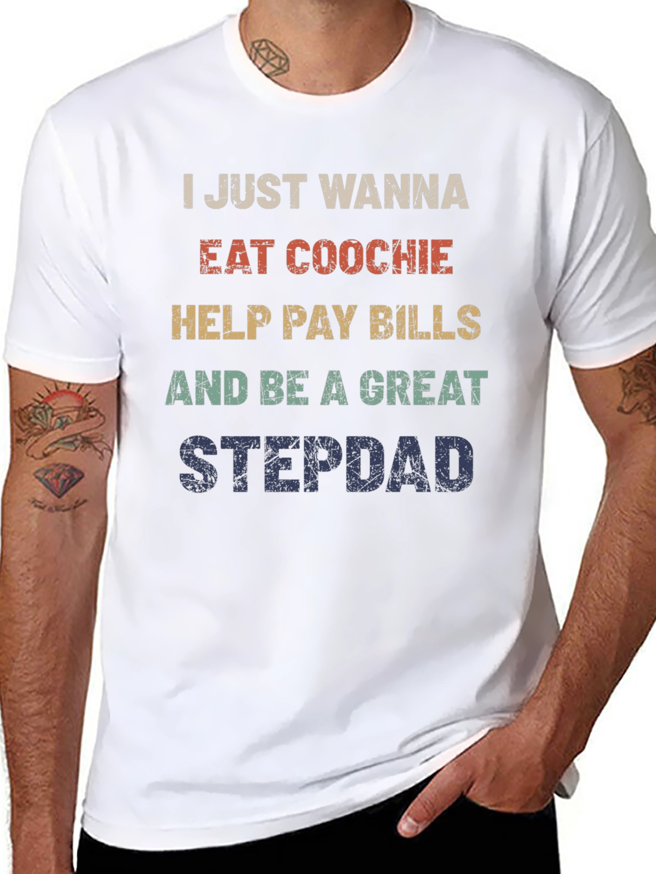 Funny Stepdad T-Shirt - Eat Coochie Pay Bills