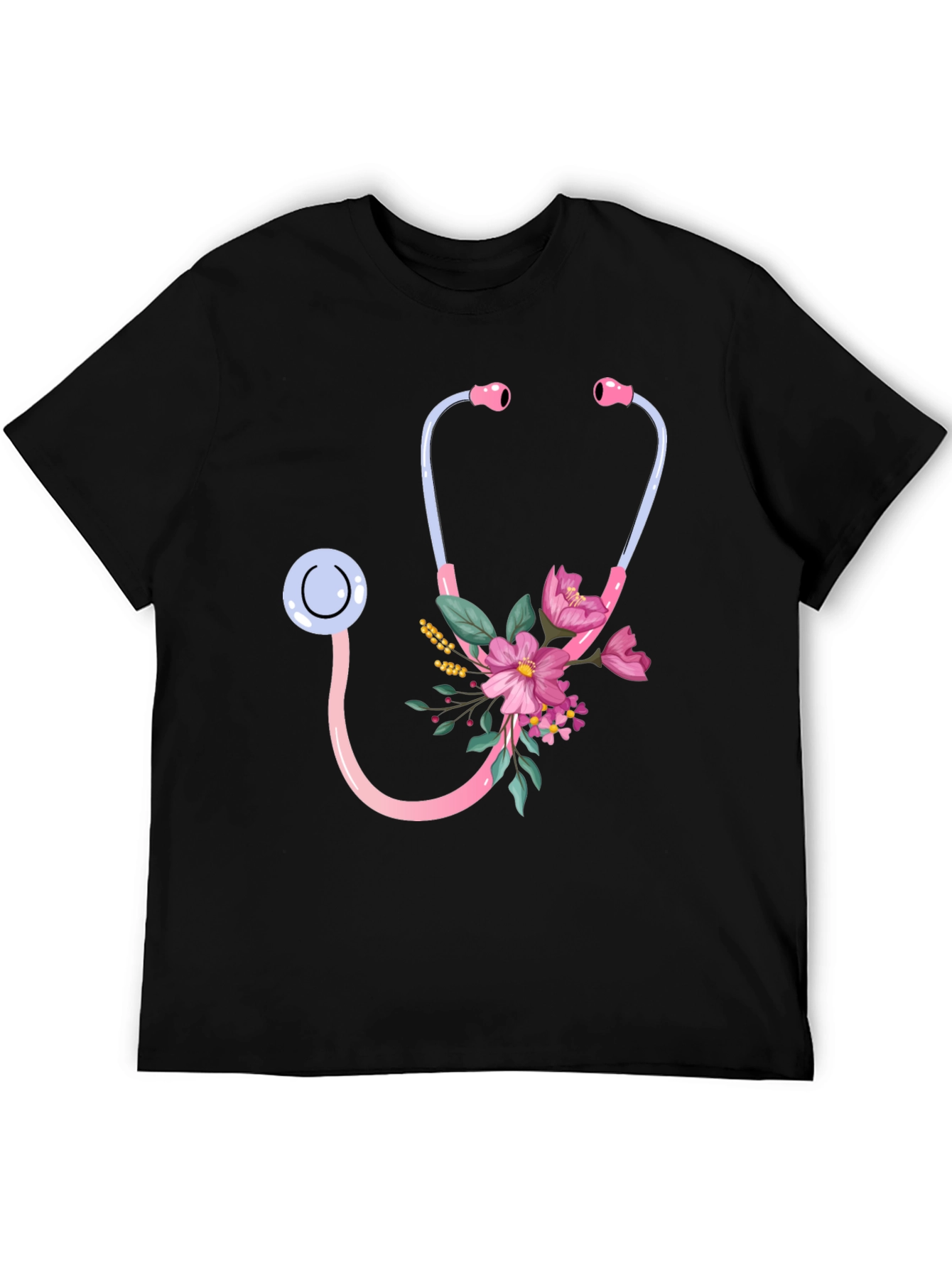 Floral Stethoscope Graphic Tee - Medical Professional Gift