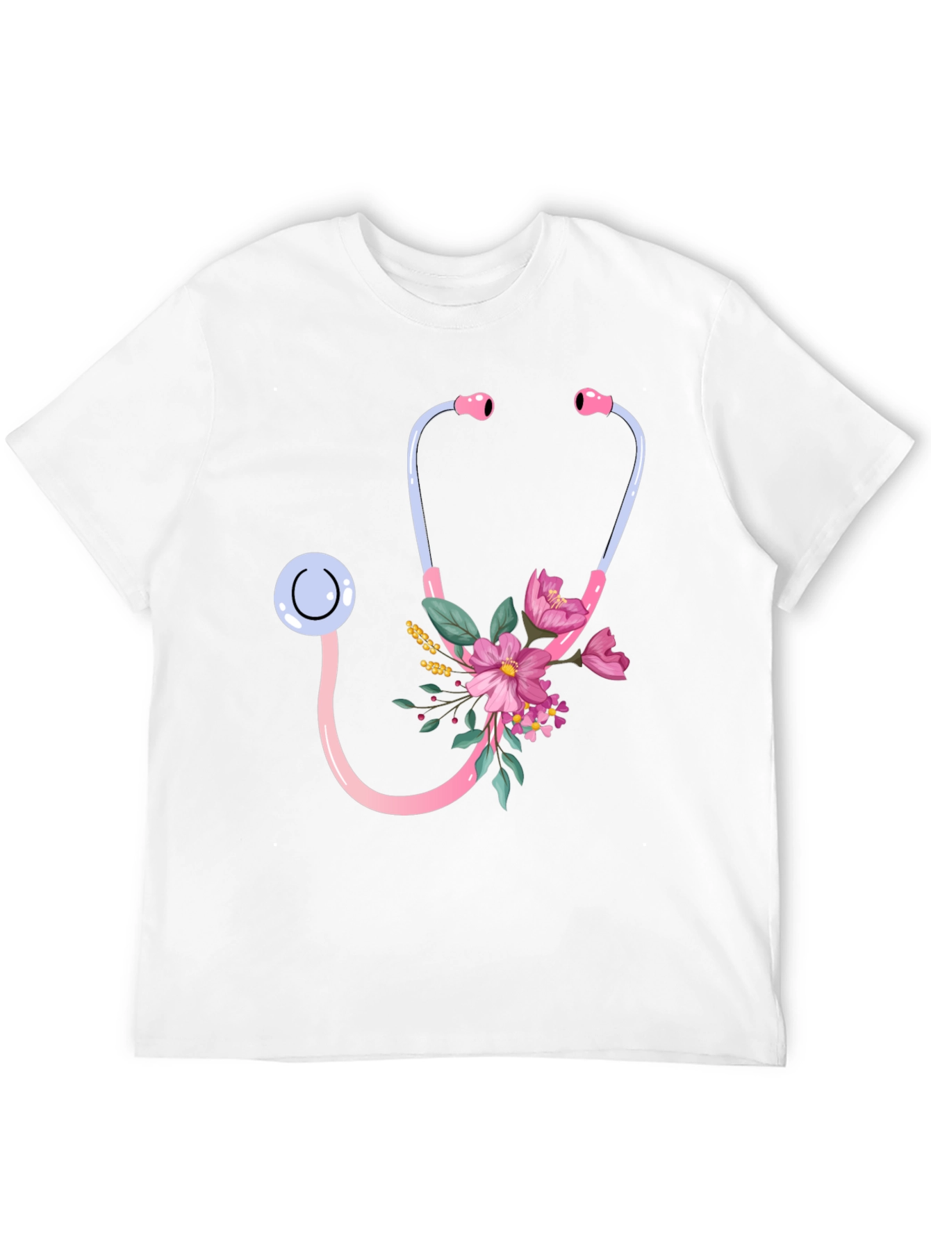 Floral Stethoscope Graphic Tee - Medical Professional Gift