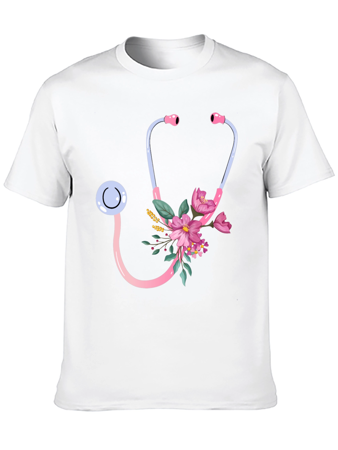Floral Stethoscope Graphic Tee - Medical Professional Gift