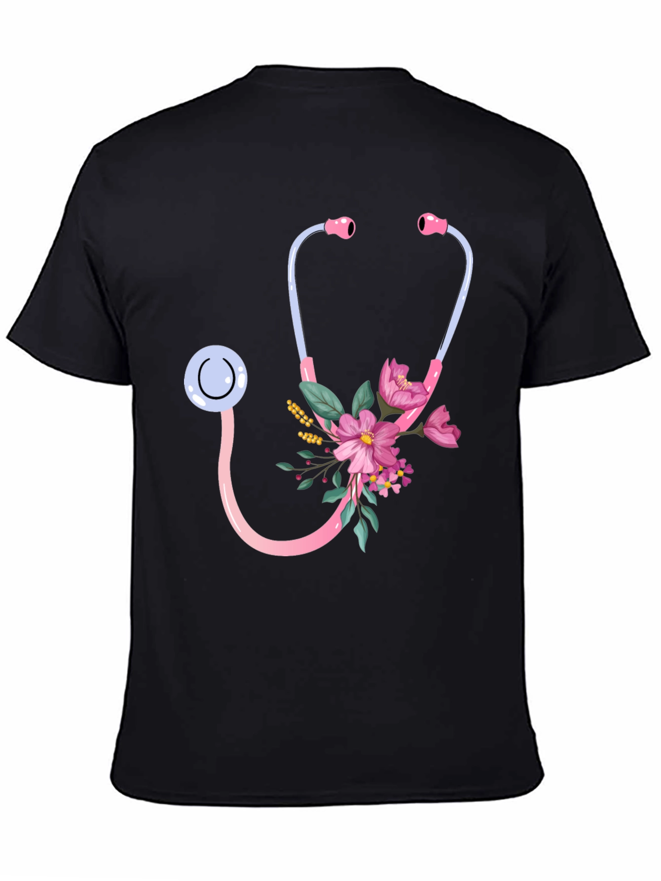 Floral Stethoscope Graphic Tee - Medical Professional Gift