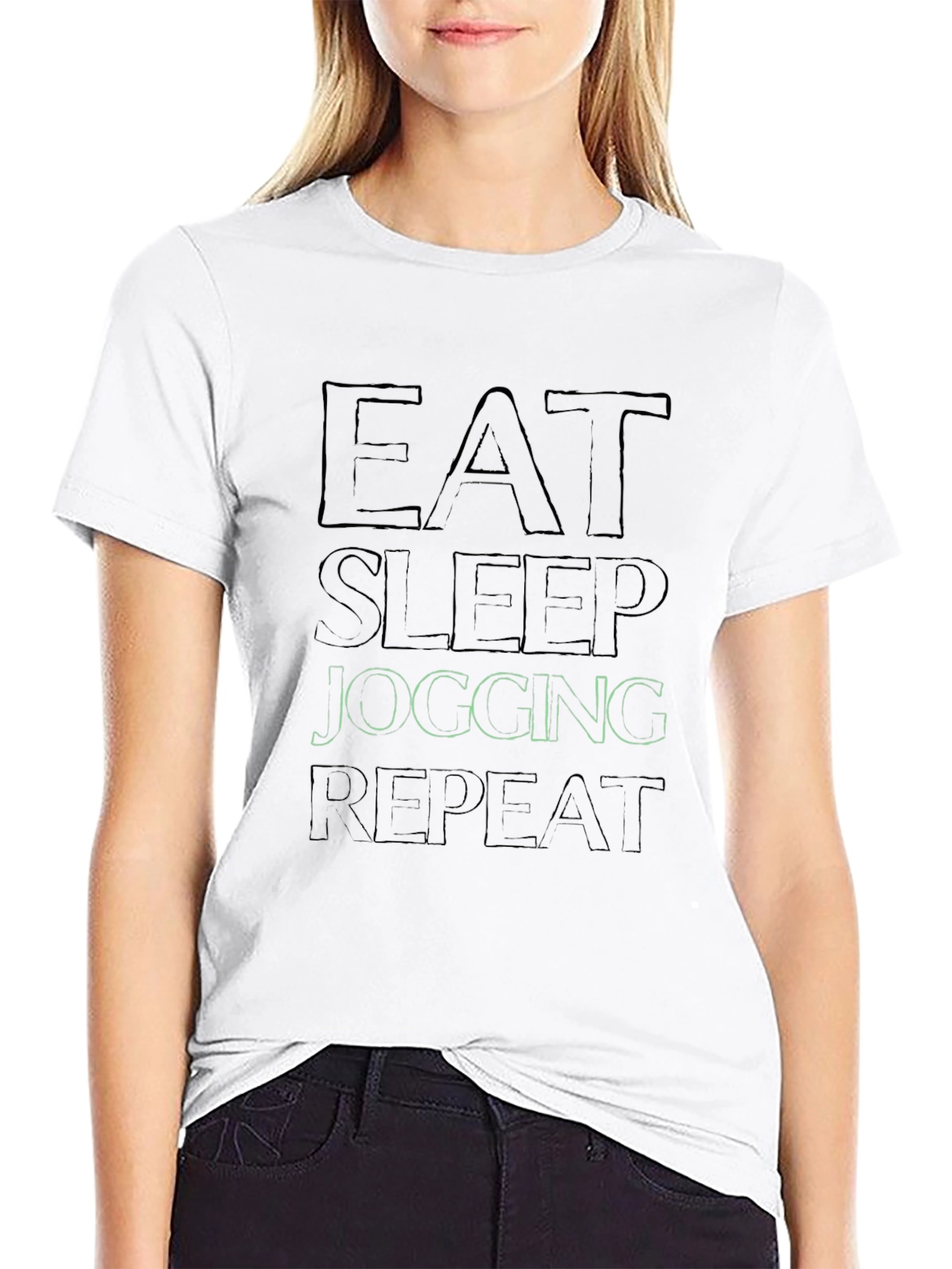Eat Sleep Jogging Repeat Black T-Shirt