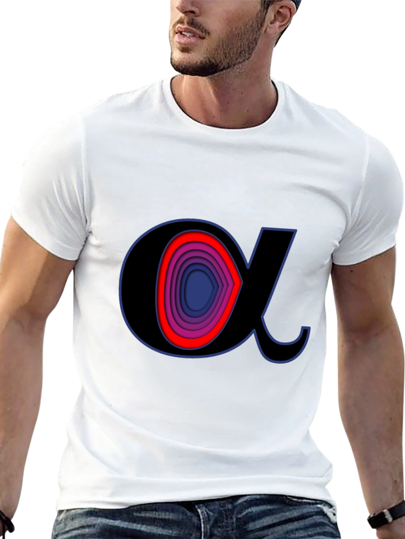 Alpha Symbol Graphic Tee - Stylish Black T-Shirt