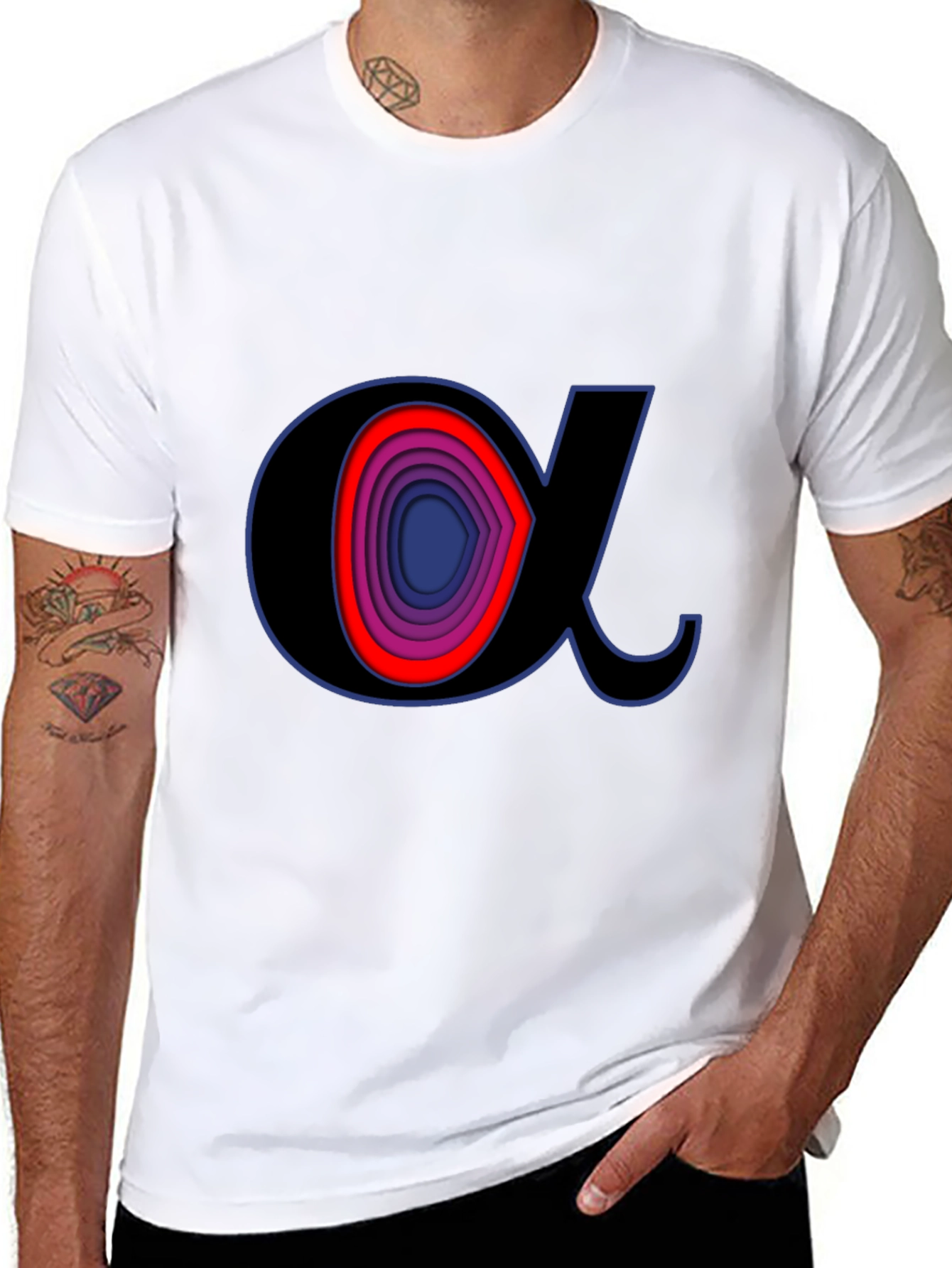 Alpha Symbol Graphic Tee - Stylish Black T-Shirt