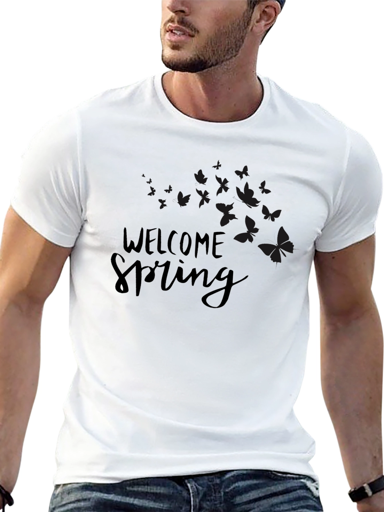 Welcome Spring Black Graphic Tee