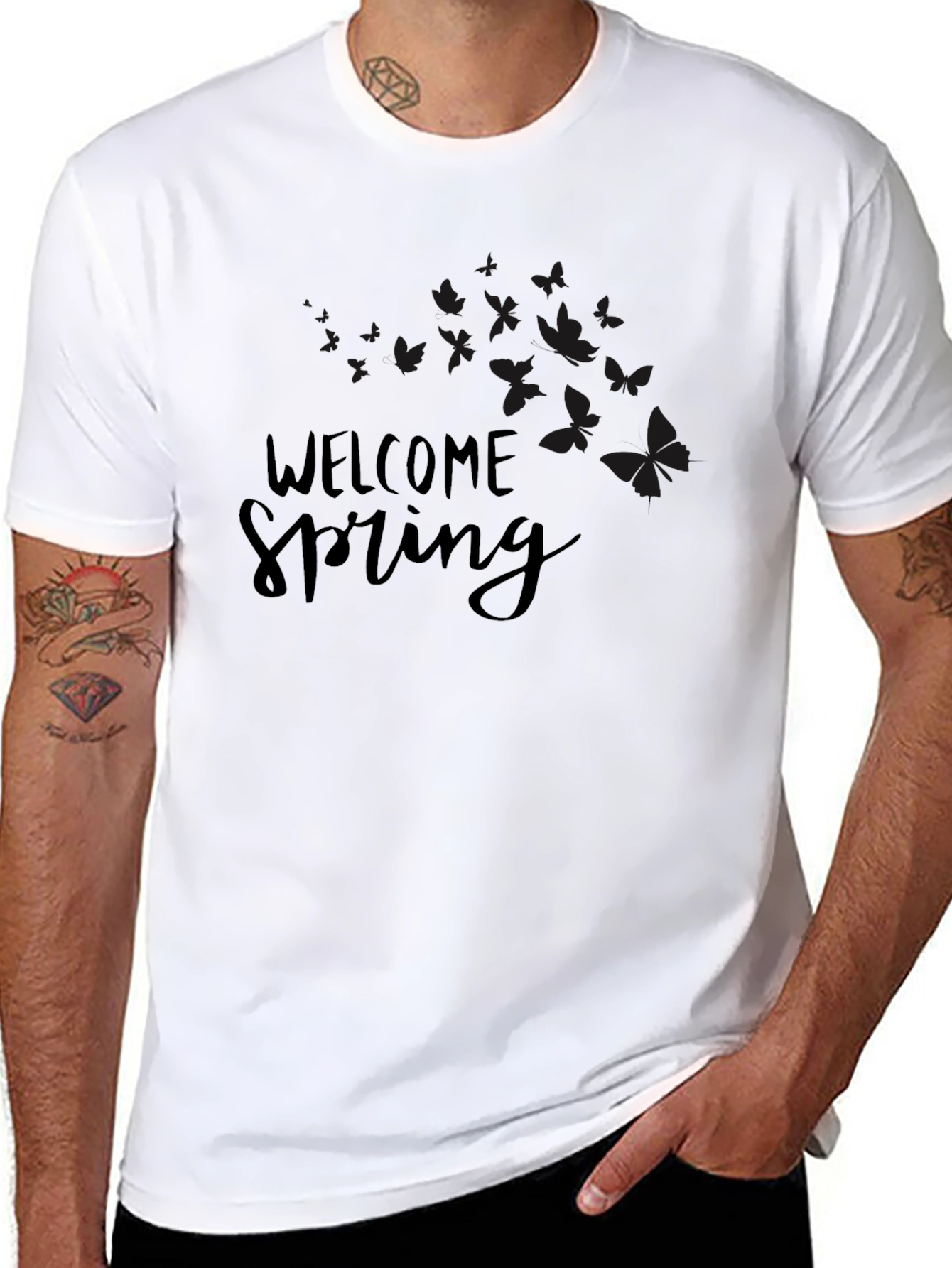 Welcome Spring Black Graphic Tee
