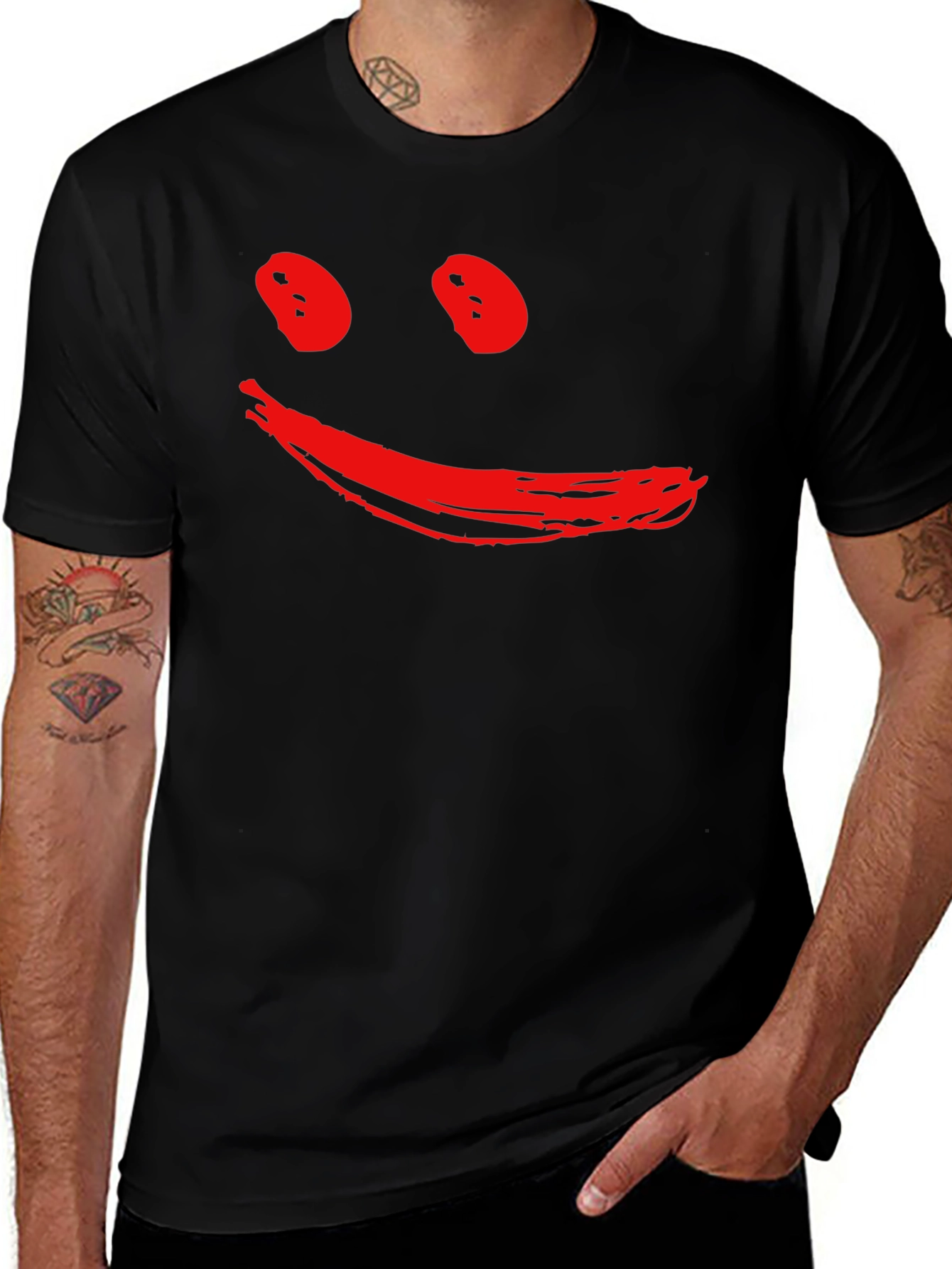 Smiley Face Black T-Shirt - Casual Style