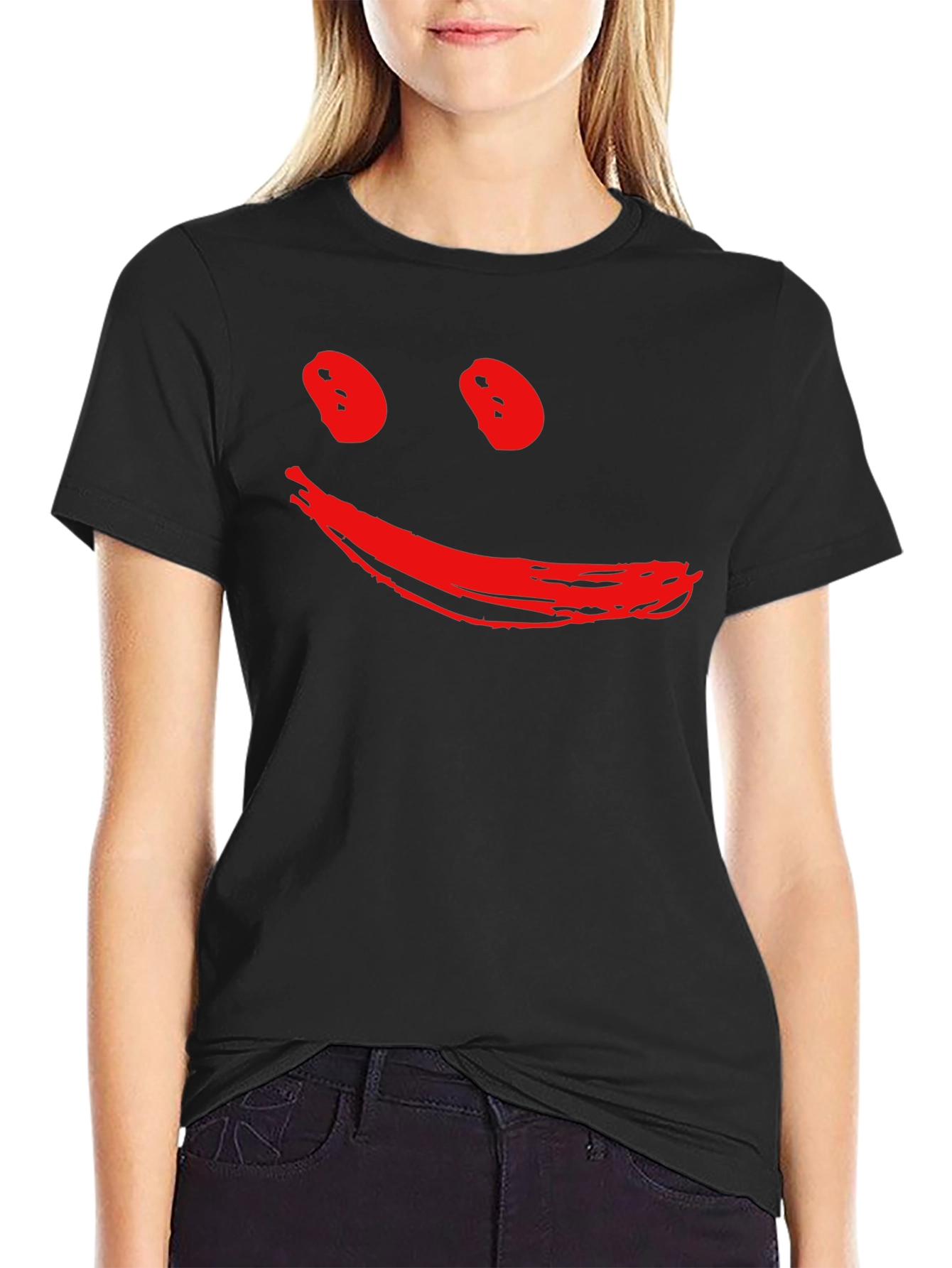 Smiley Face Black T-Shirt - Casual Style
