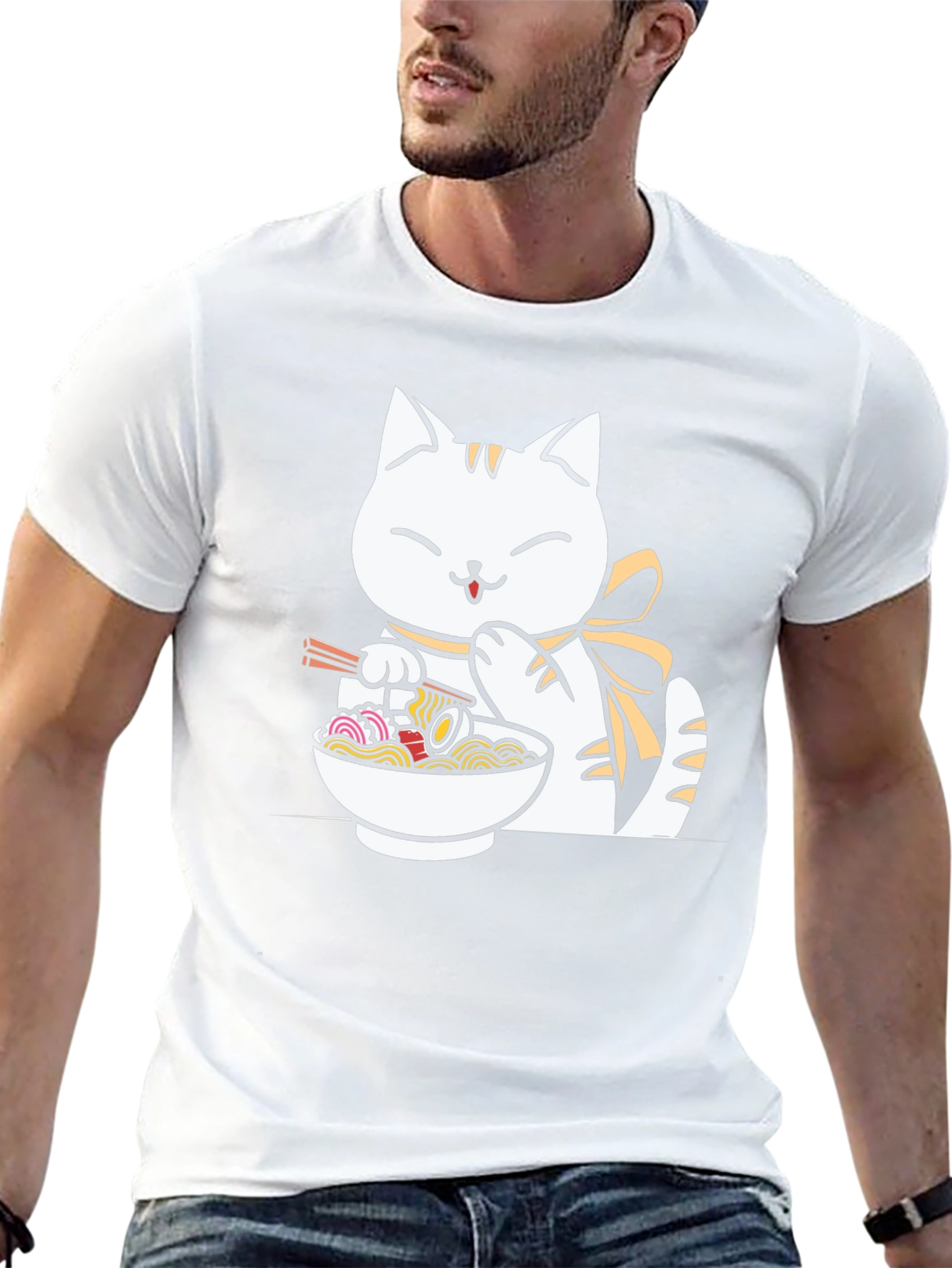 Cute Cat Ramen T-Shirt - Unisex Black Tee