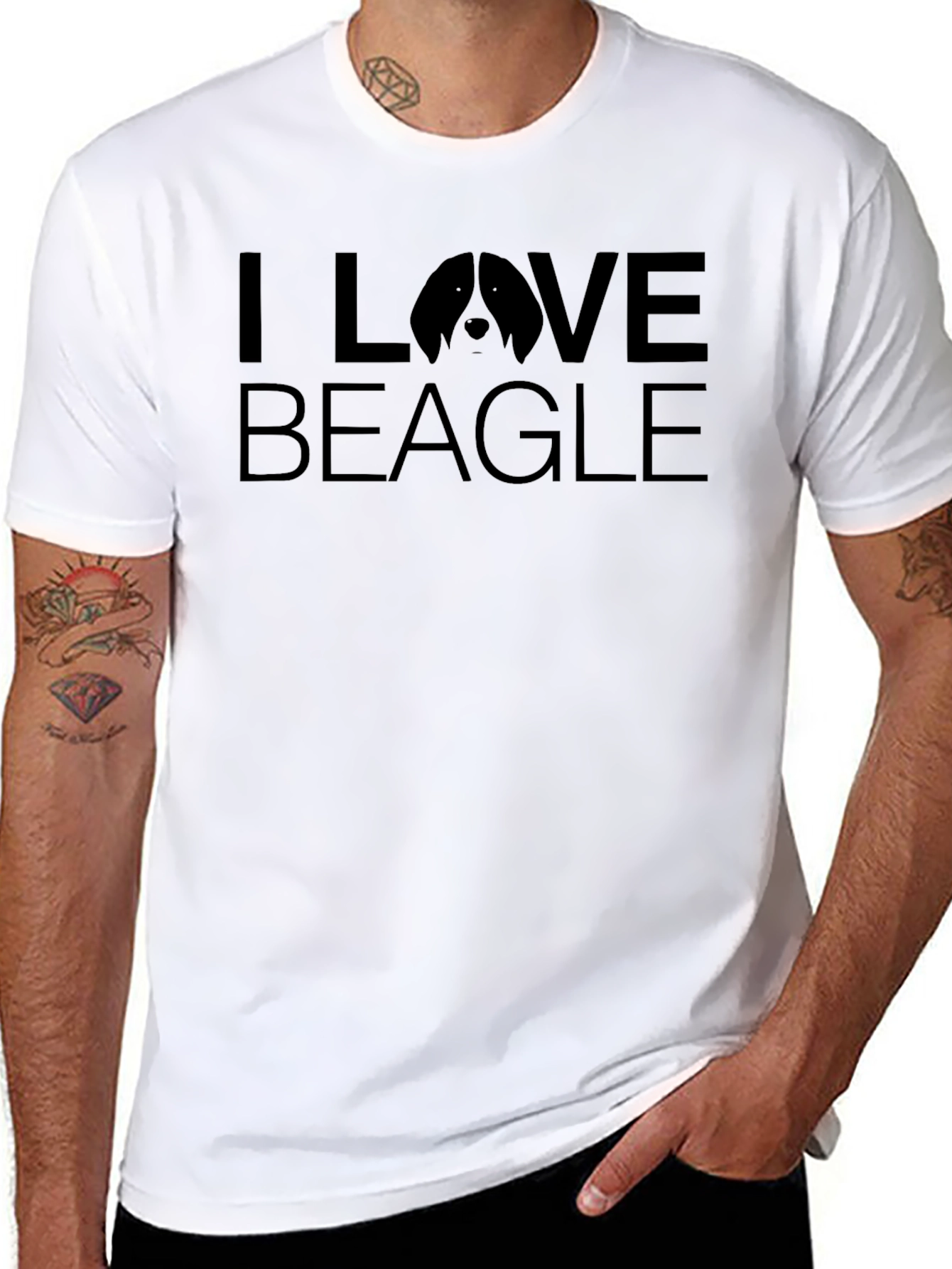 I Love Beagle Black T-Shirt - Dog Lover Tee