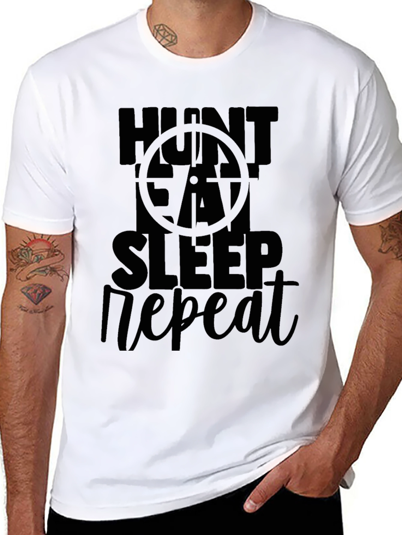 Hunt Eat Sleep Repeat Black Graphic Tee
