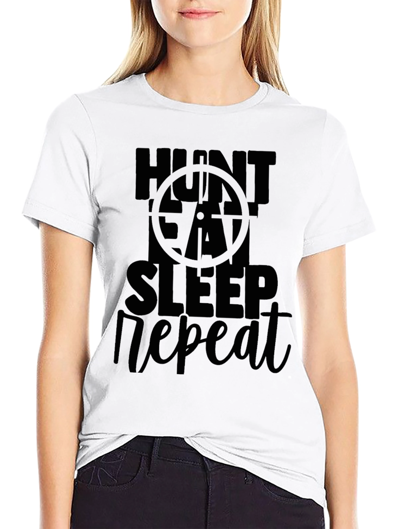 Hunt Eat Sleep Repeat Black Graphic Tee