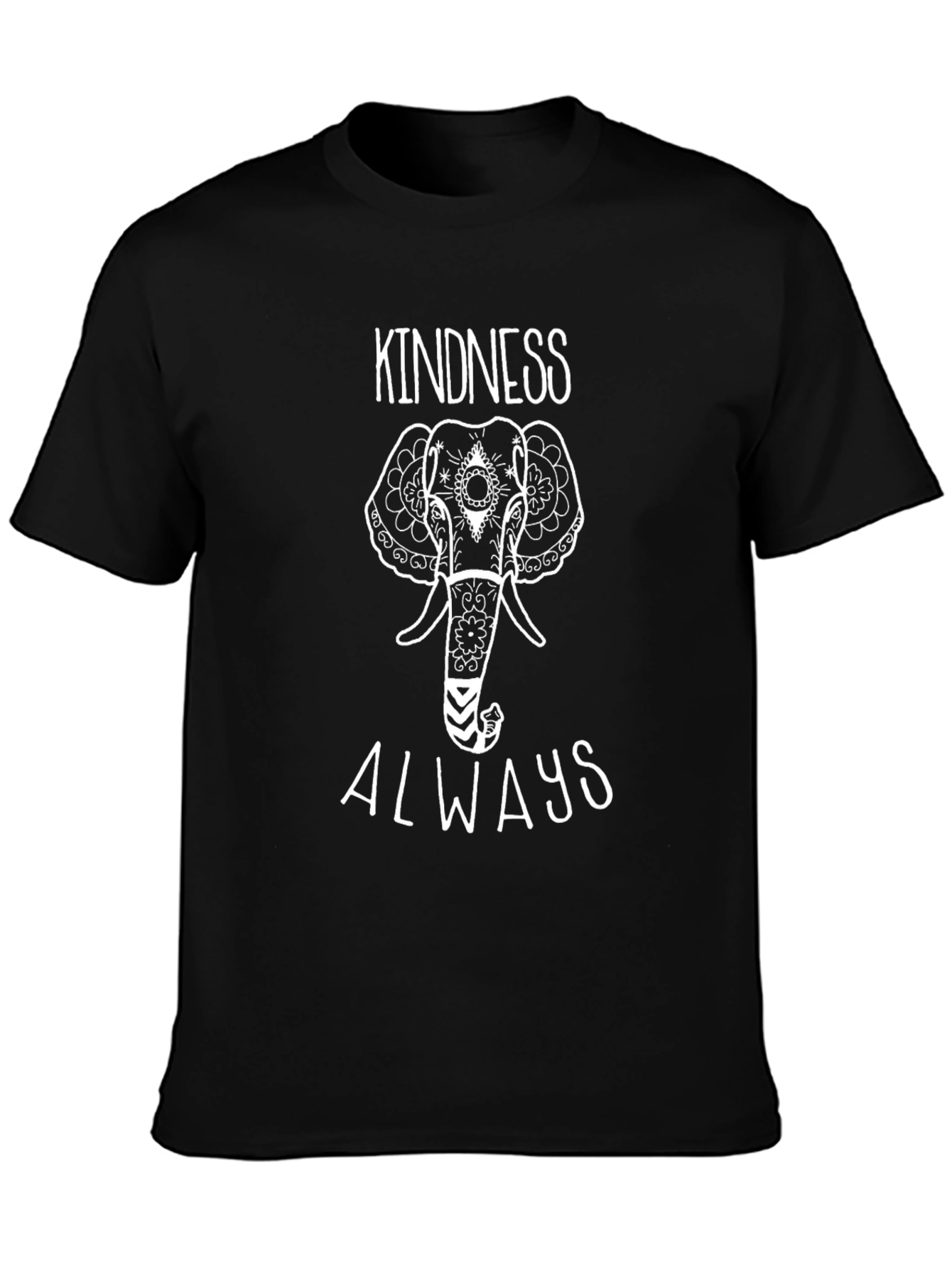 Kindness Always Elephant Graphic Tee - Black