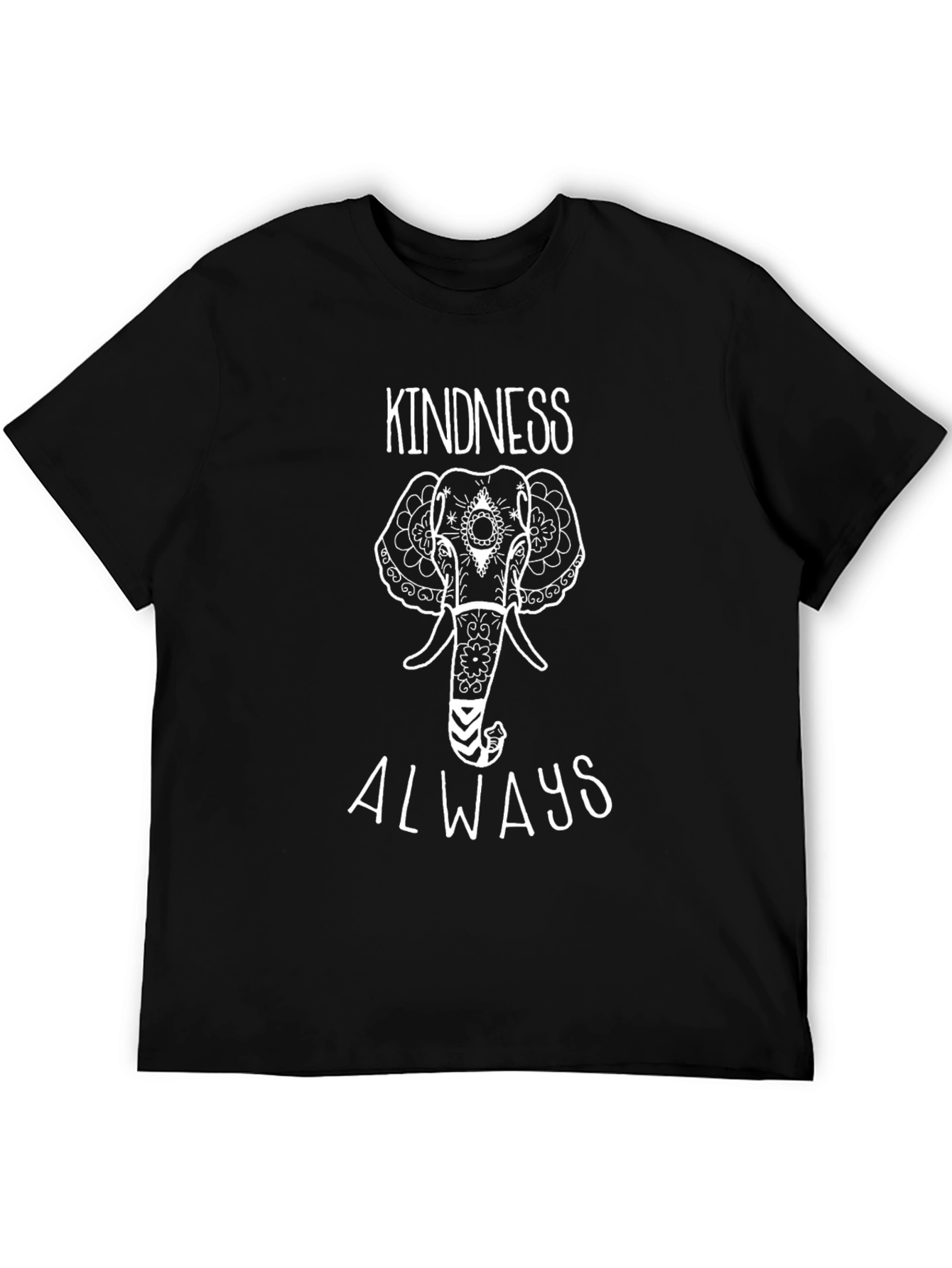 Kindness Always Elephant Graphic Tee - Black