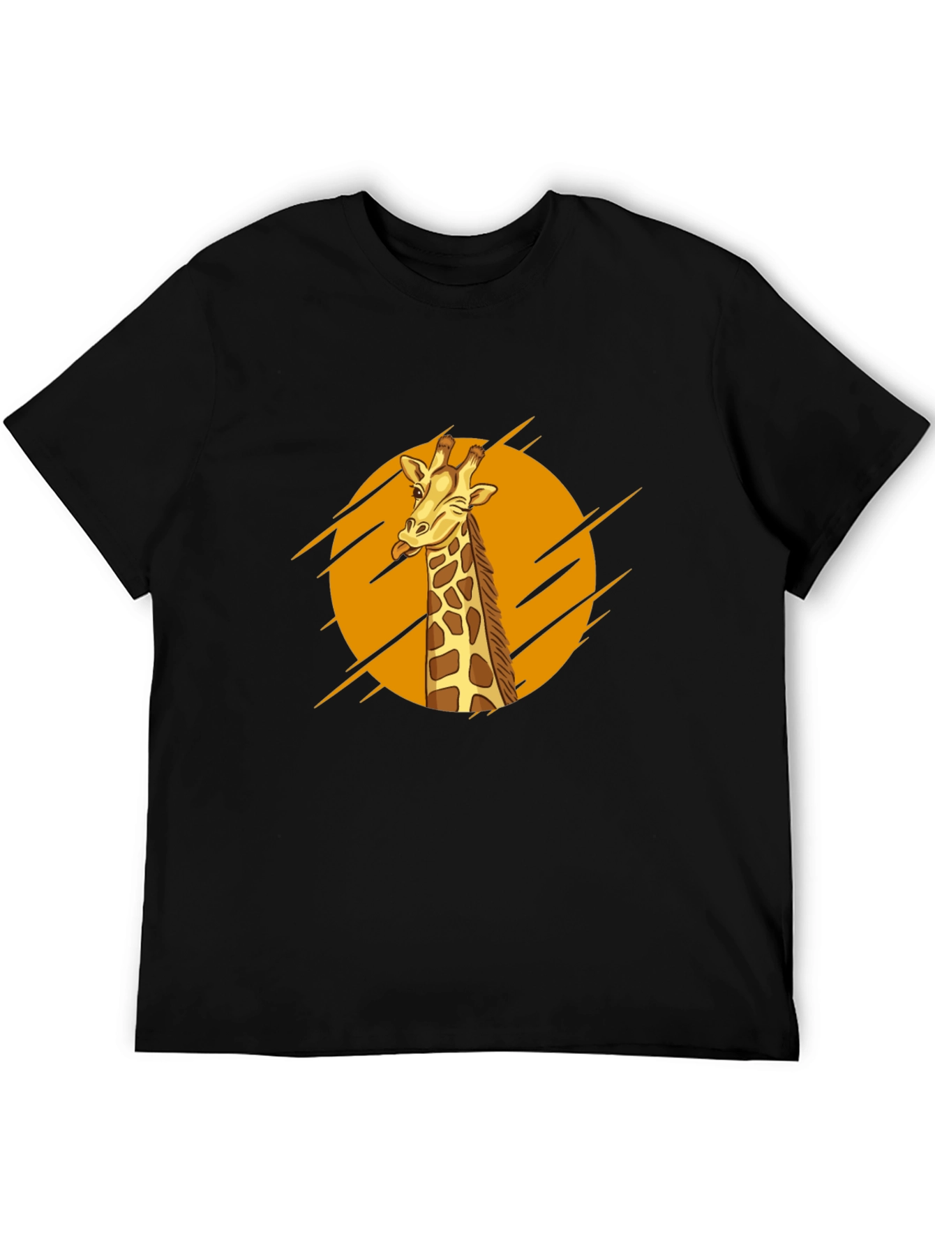 Giraffe Graphic Print Mens Black T-Shirt