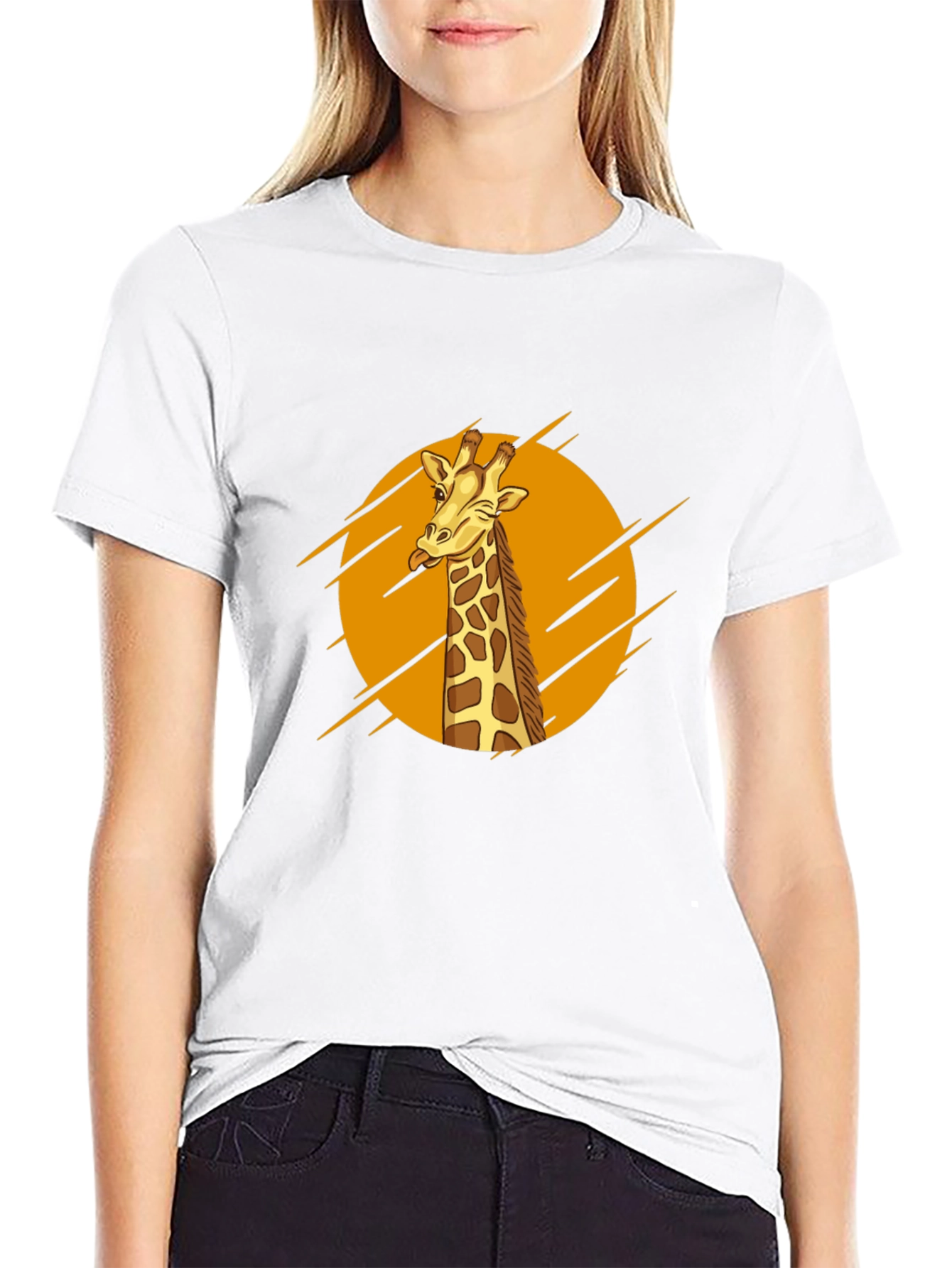 Giraffe Graphic Print Mens Black T-Shirt