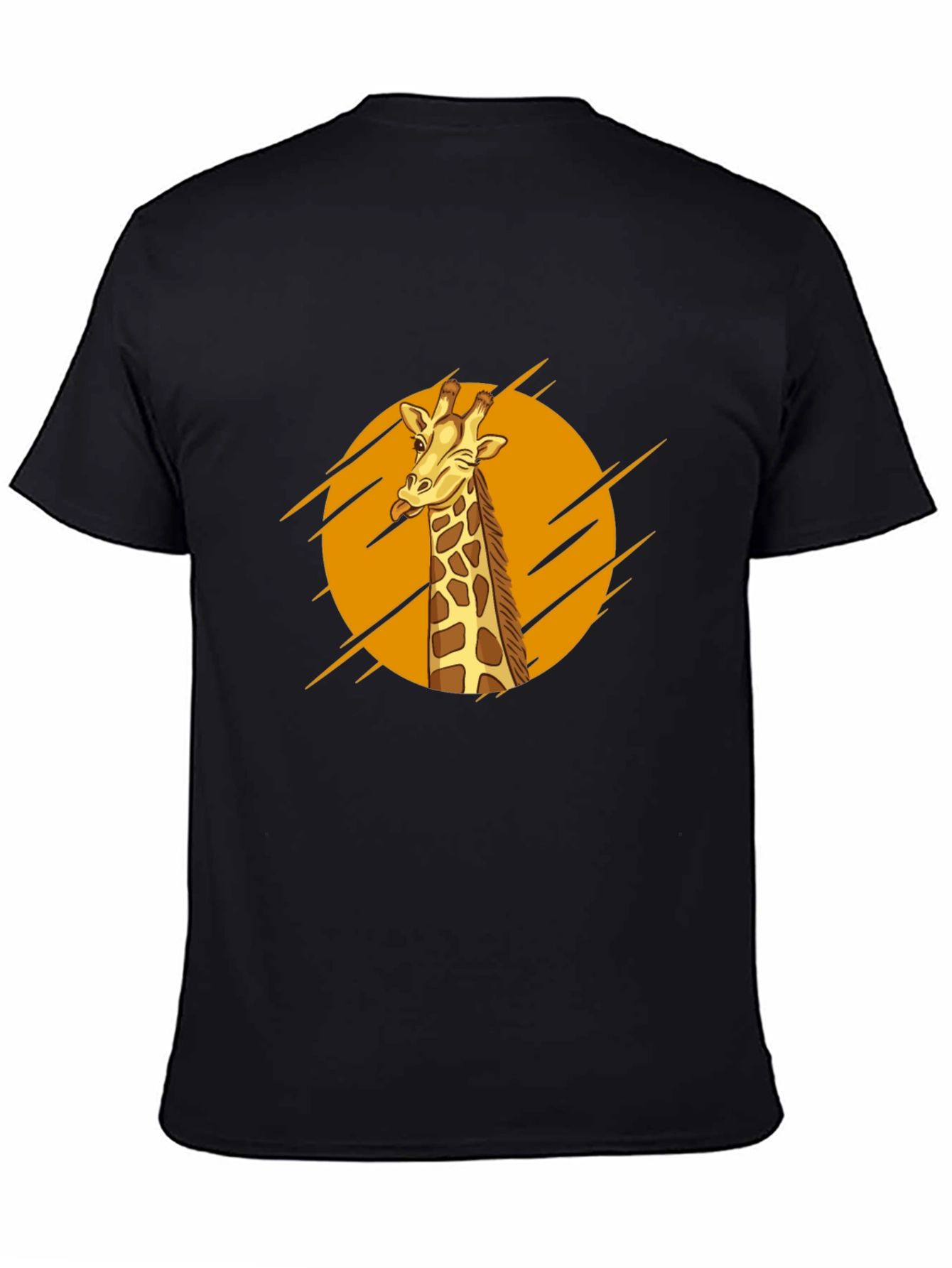 Giraffe Graphic Print Mens Black T-Shirt