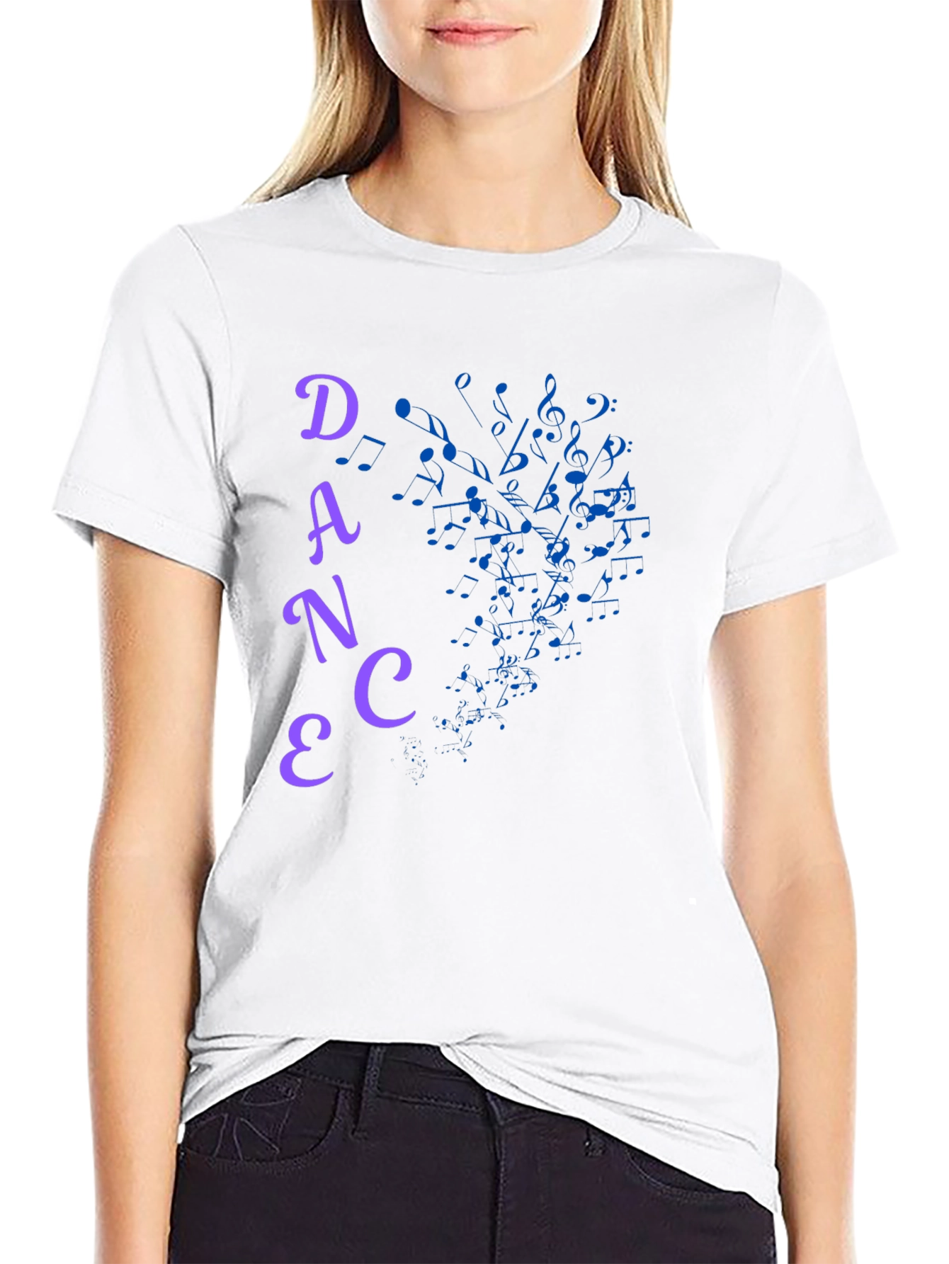 Dance Music Notes Graphic Tee - Black