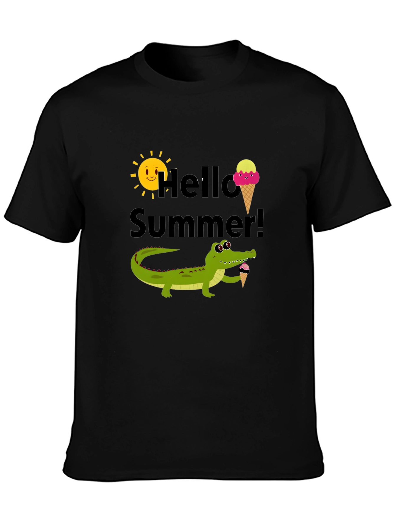 Hello Summer Crocodile Ice Cream Graphic Tee