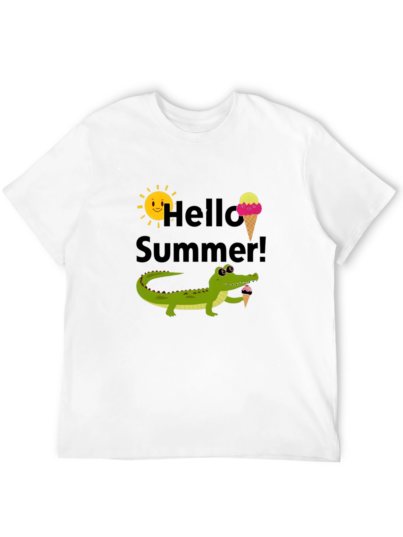 Hello Summer Crocodile Ice Cream Graphic Tee